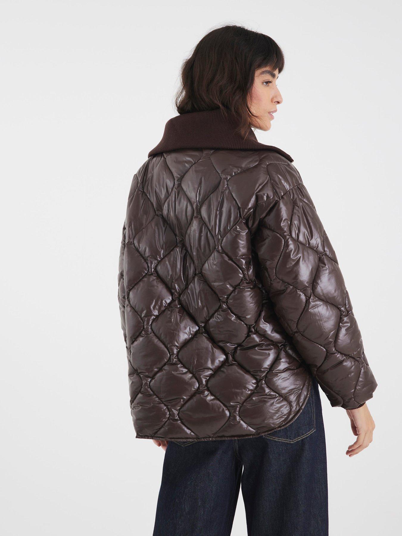 river-island-rib-collar-liner-jacket-brownstillFront