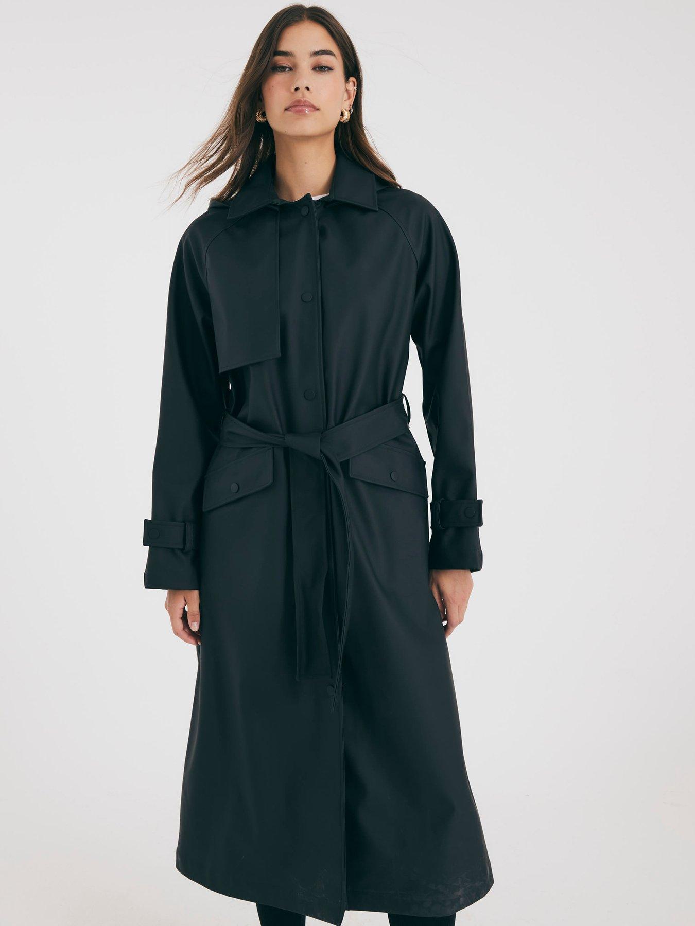 River Island Belted Trench Raincoat Black Very Ireland