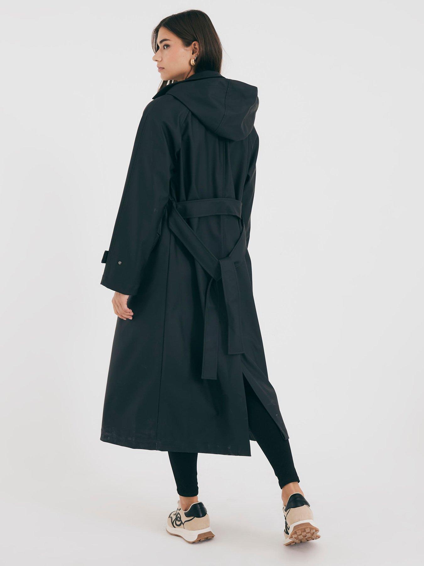 Image 2 of 4 of River Island Belted Trench Raincoat - Black