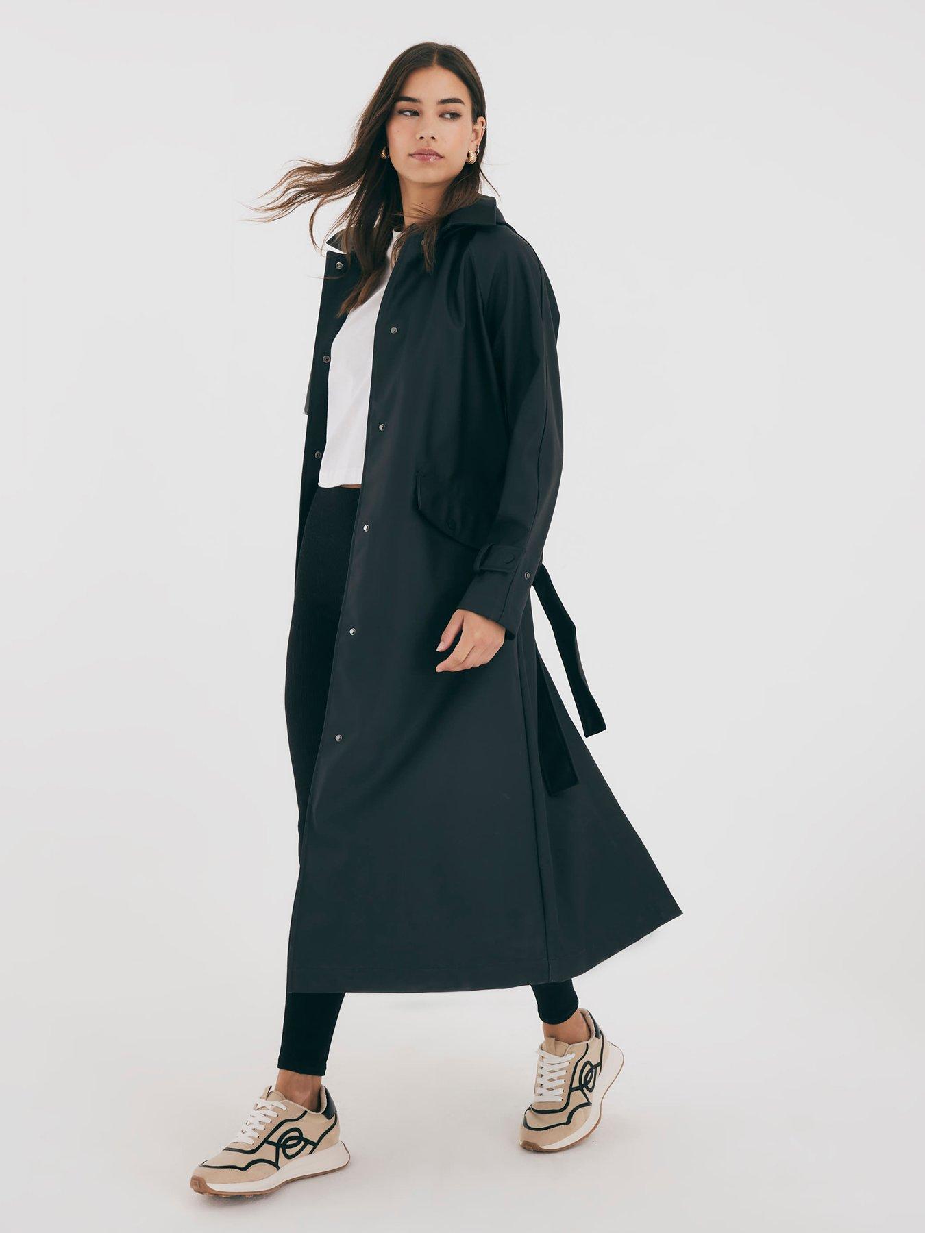 Image 3 of 4 of River Island Belted Trench Raincoat - Black