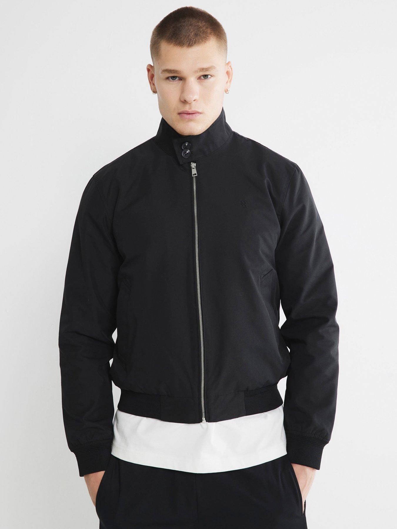 Image 1 of 5 of River Island Cotton Funnel Harrington Jacket - Black