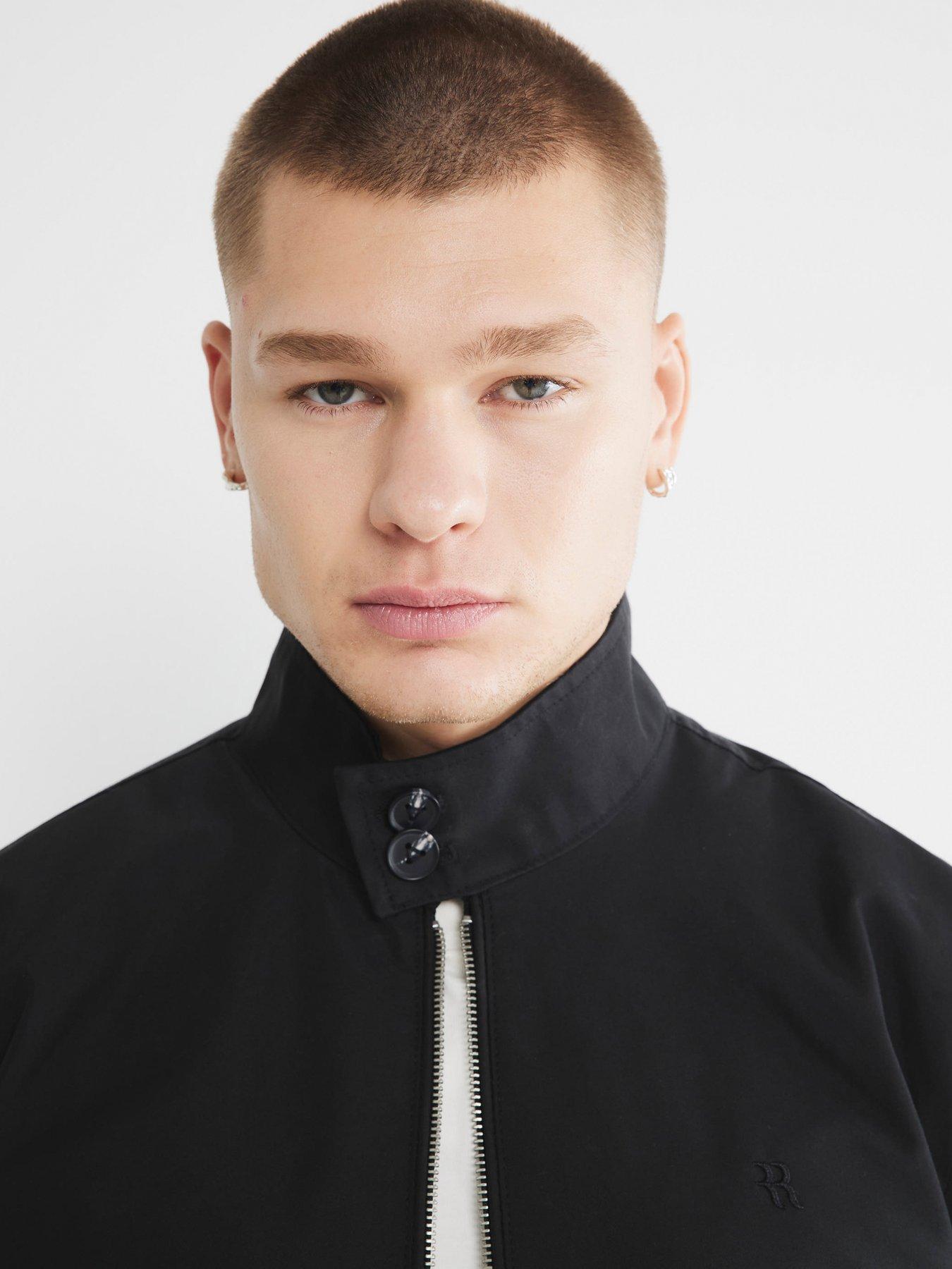 Image 5 of 5 of River Island Cotton Funnel Harrington Jacket - Black