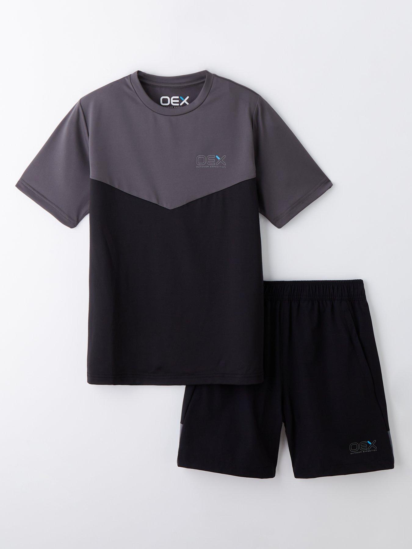 oex-junior-boys-flynn-tee-and-shorts-set-black