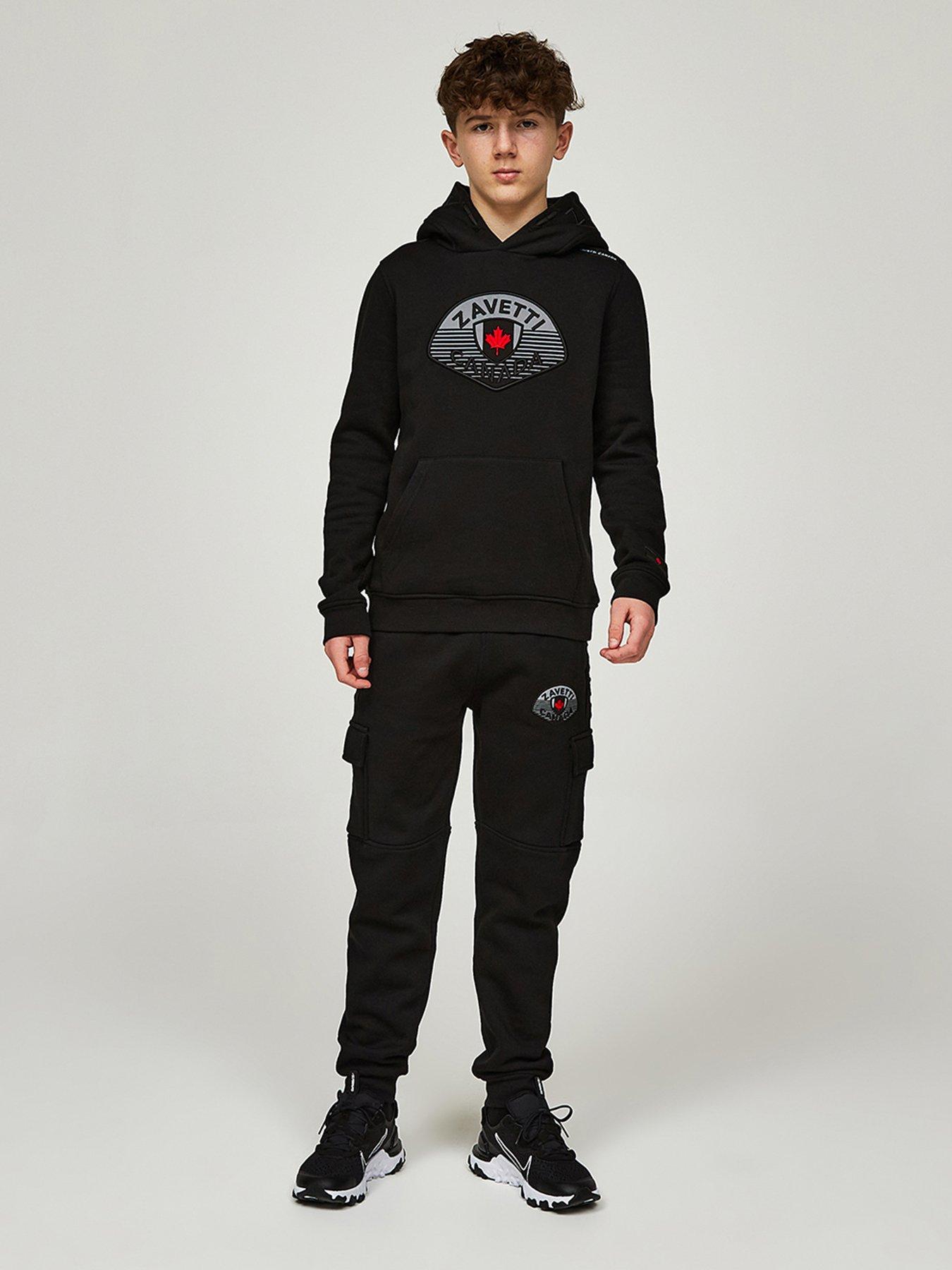 Image 2 of 7 of Zavetti Canada Junior Boys Botticini Reflective Overhead Hoodie - Black