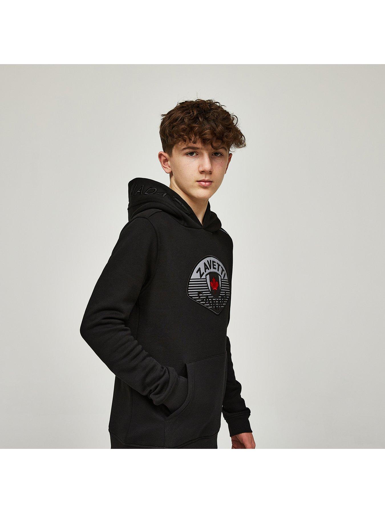 Image 4 of 7 of Zavetti Canada Junior Boys Botticini Reflective Overhead Hoodie - Black
