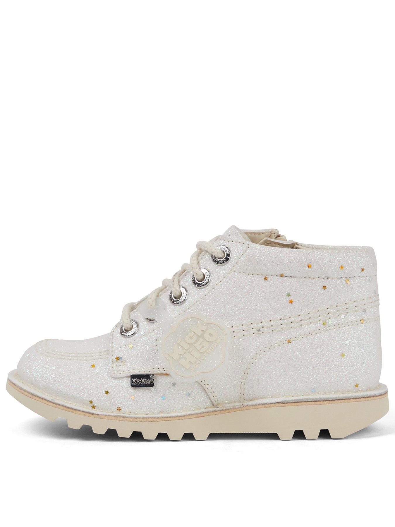 Kickers Junior Kick Hi Glitter Boots - White