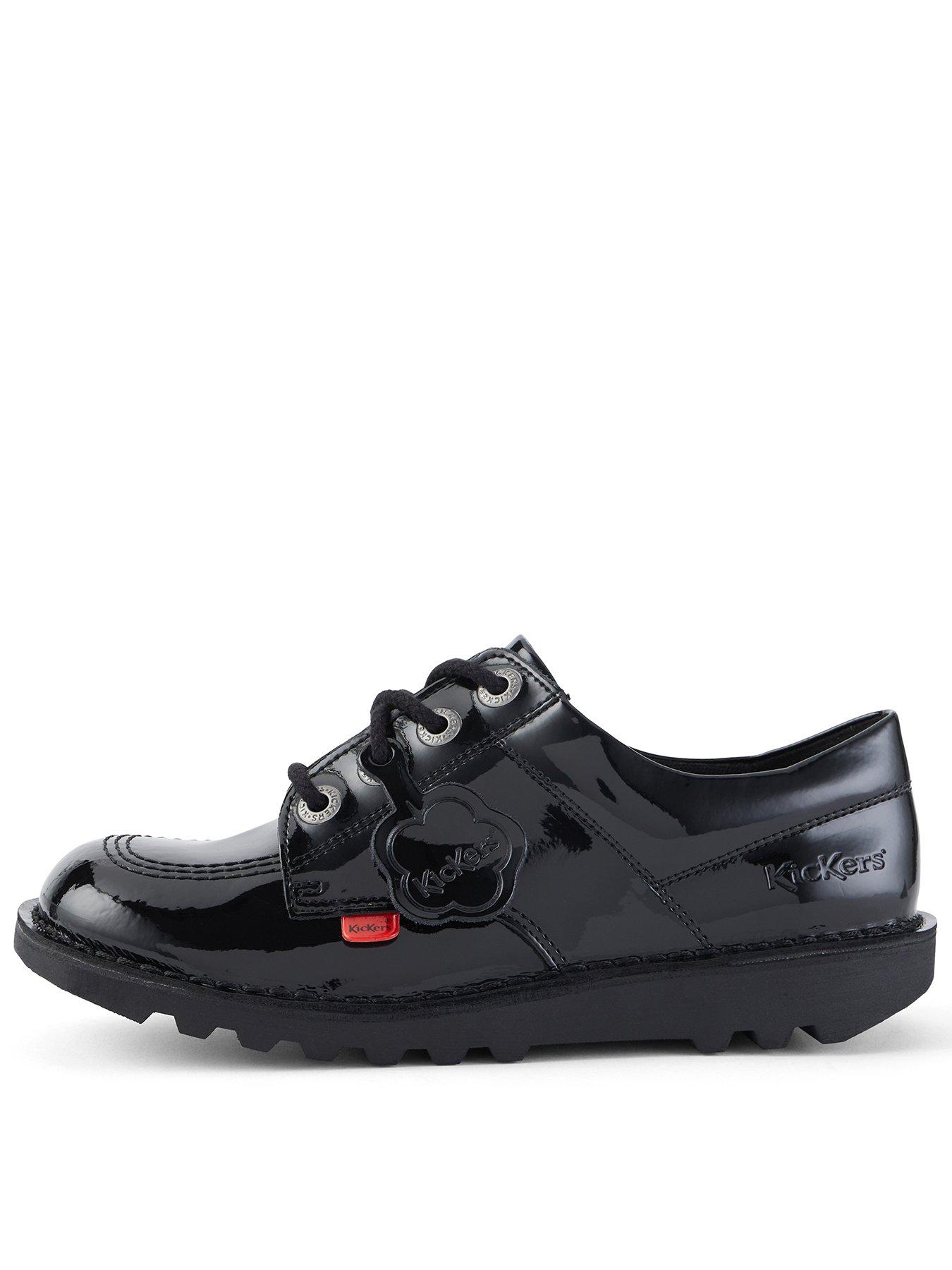 Kickers Youth Kick Lo Patent Leather Black Shoes
