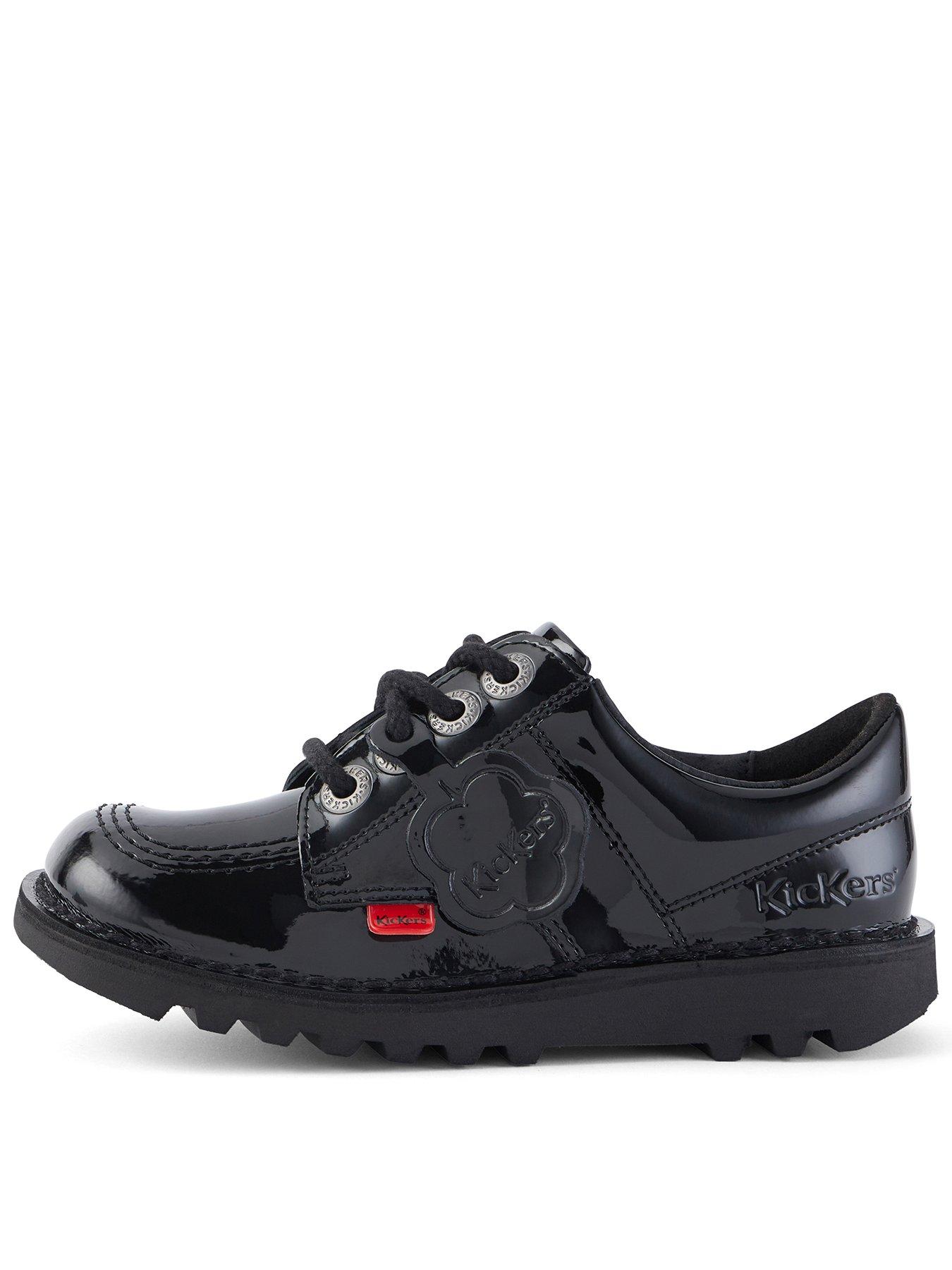 Kickers Junior Kick Lo Patent Leather Shoes - Black