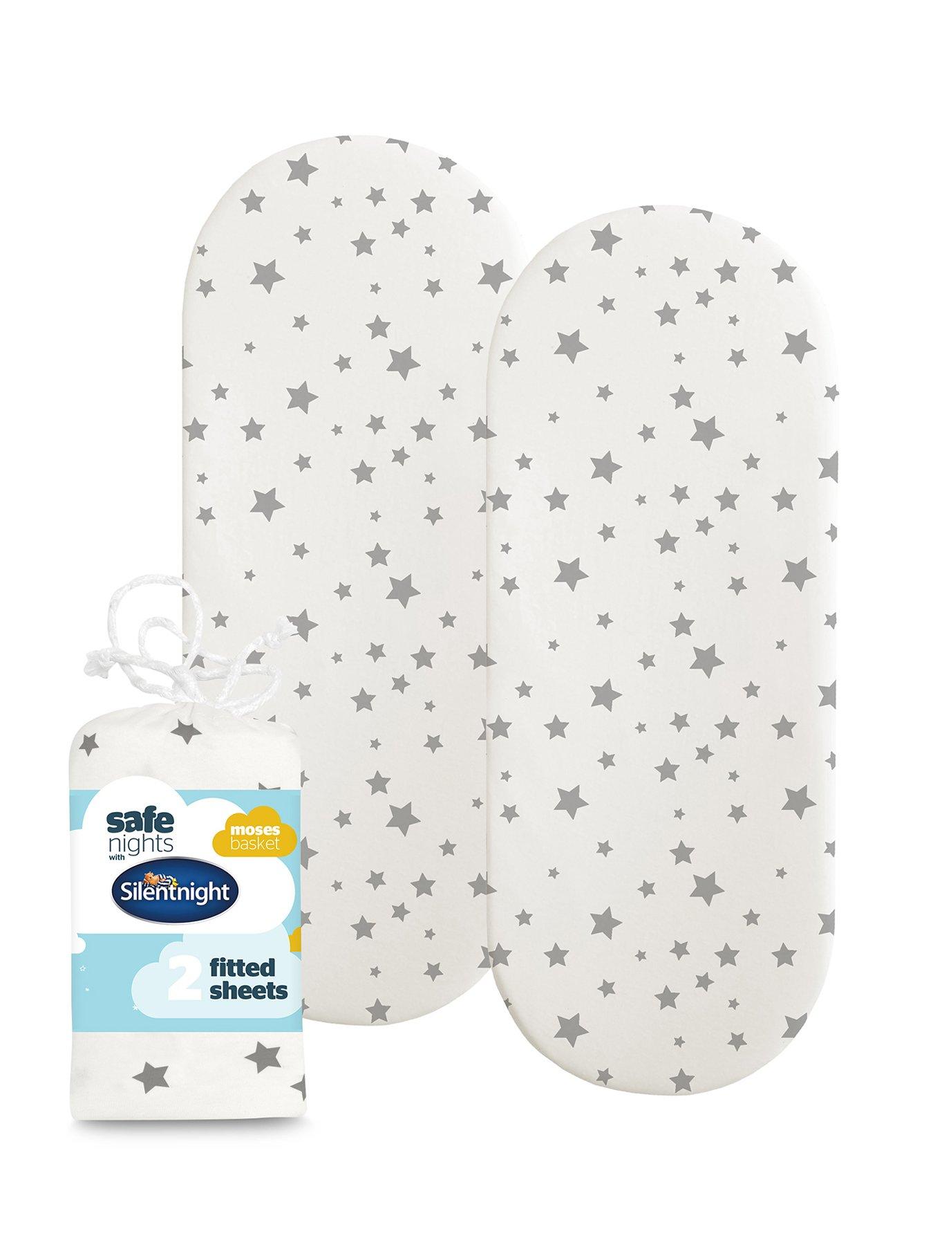 silentnight-safe-nights-2-x-pack-100-cotton-moses-basket-fitted-sheets-74cm-x-28cm-grey-stars