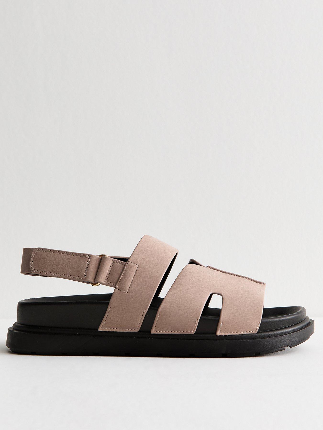 Image 1 of 6 of New Look Faux Leather Chunky Strap Sandals - Pink
