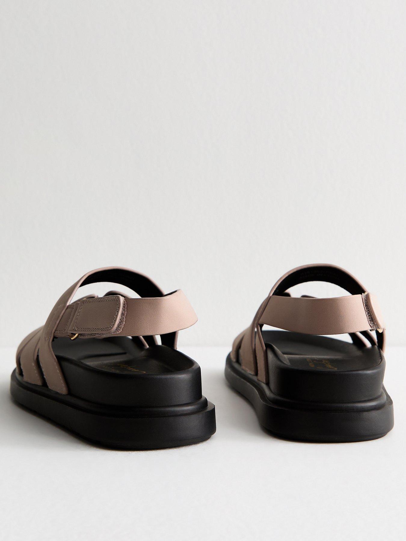 Image 3 of 6 of New Look Faux Leather Chunky Strap Sandals - Pink