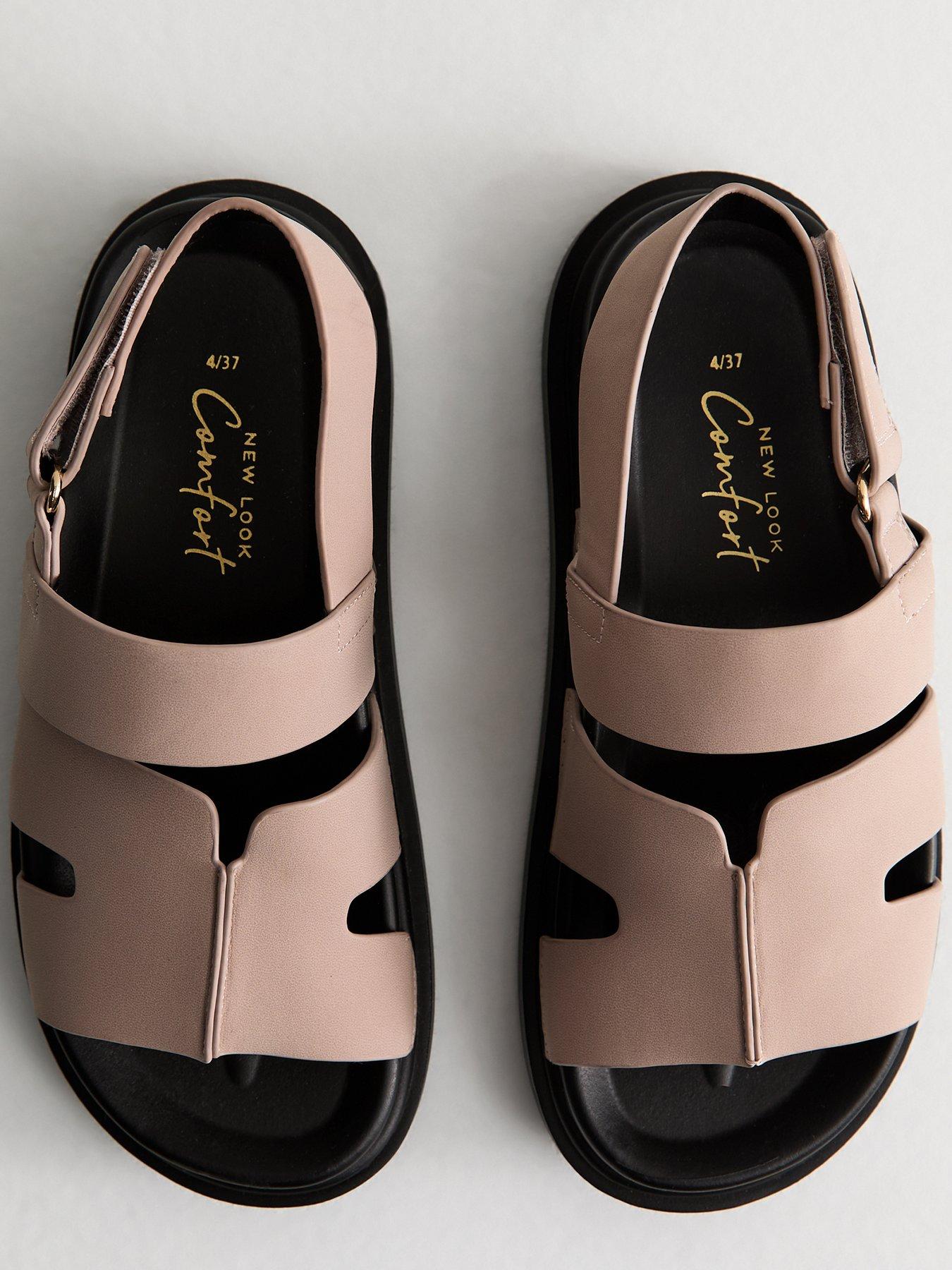 Image 4 of 6 of New Look Faux Leather Chunky Strap Sandals - Pink