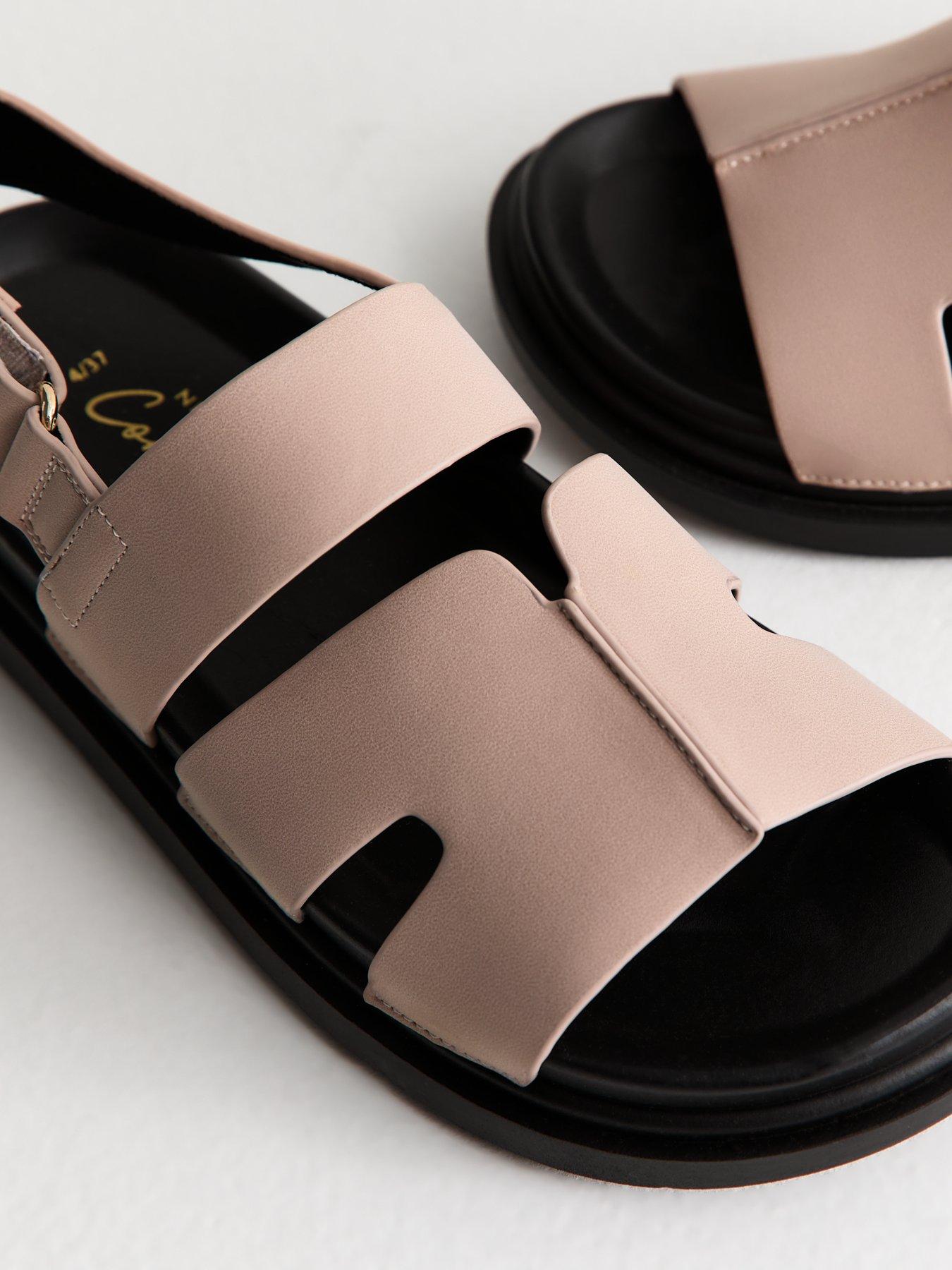 Image 5 of 6 of New Look Faux Leather Chunky Strap Sandals - Pink
