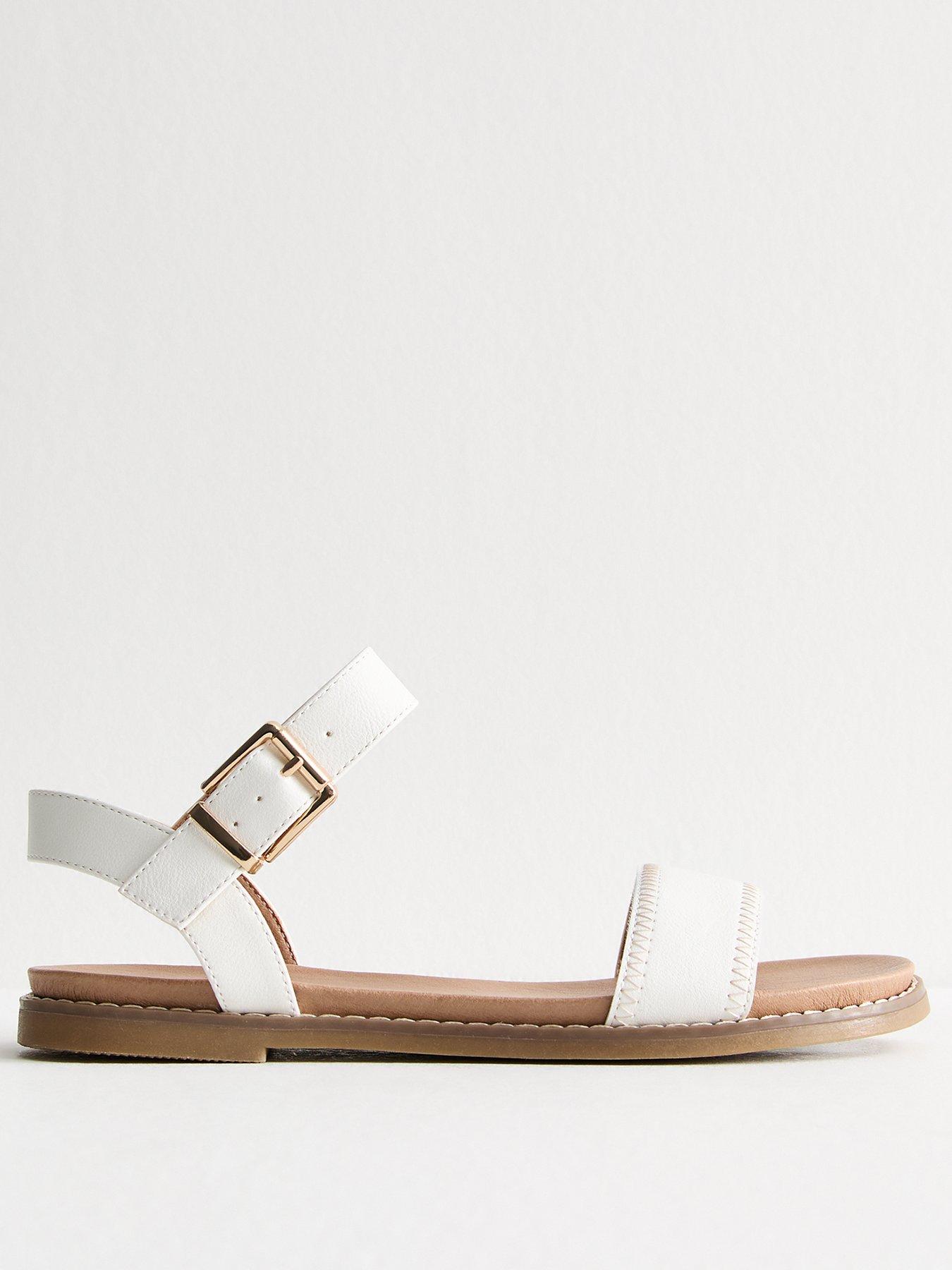Image of New Look Stitch Detail Open Toe Sandals - White