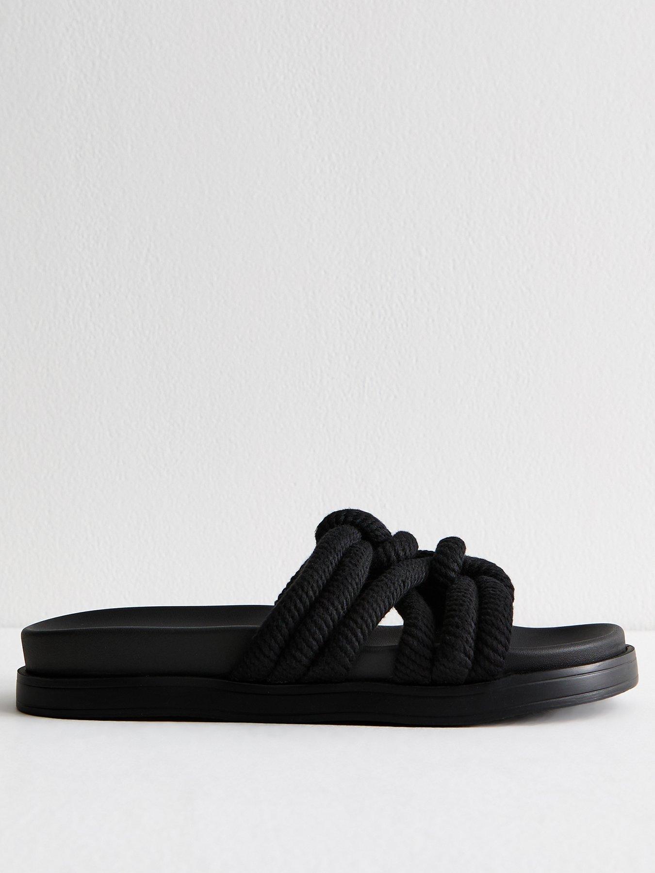 New Look Knotted Rope Strap Mule Sandals - Black