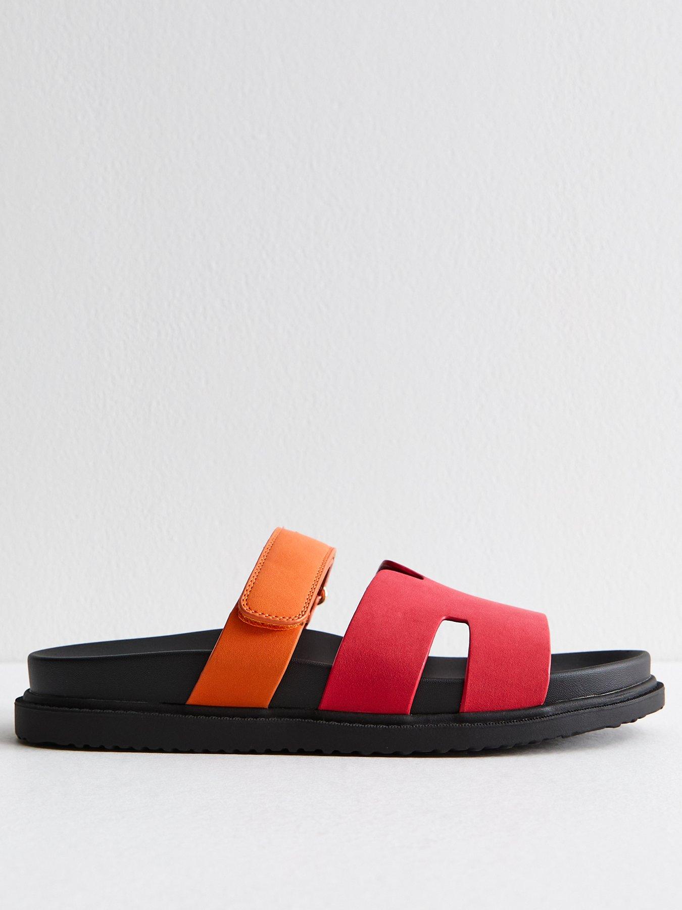 undefined Faux Leather Chunky Strap Sandals - Red