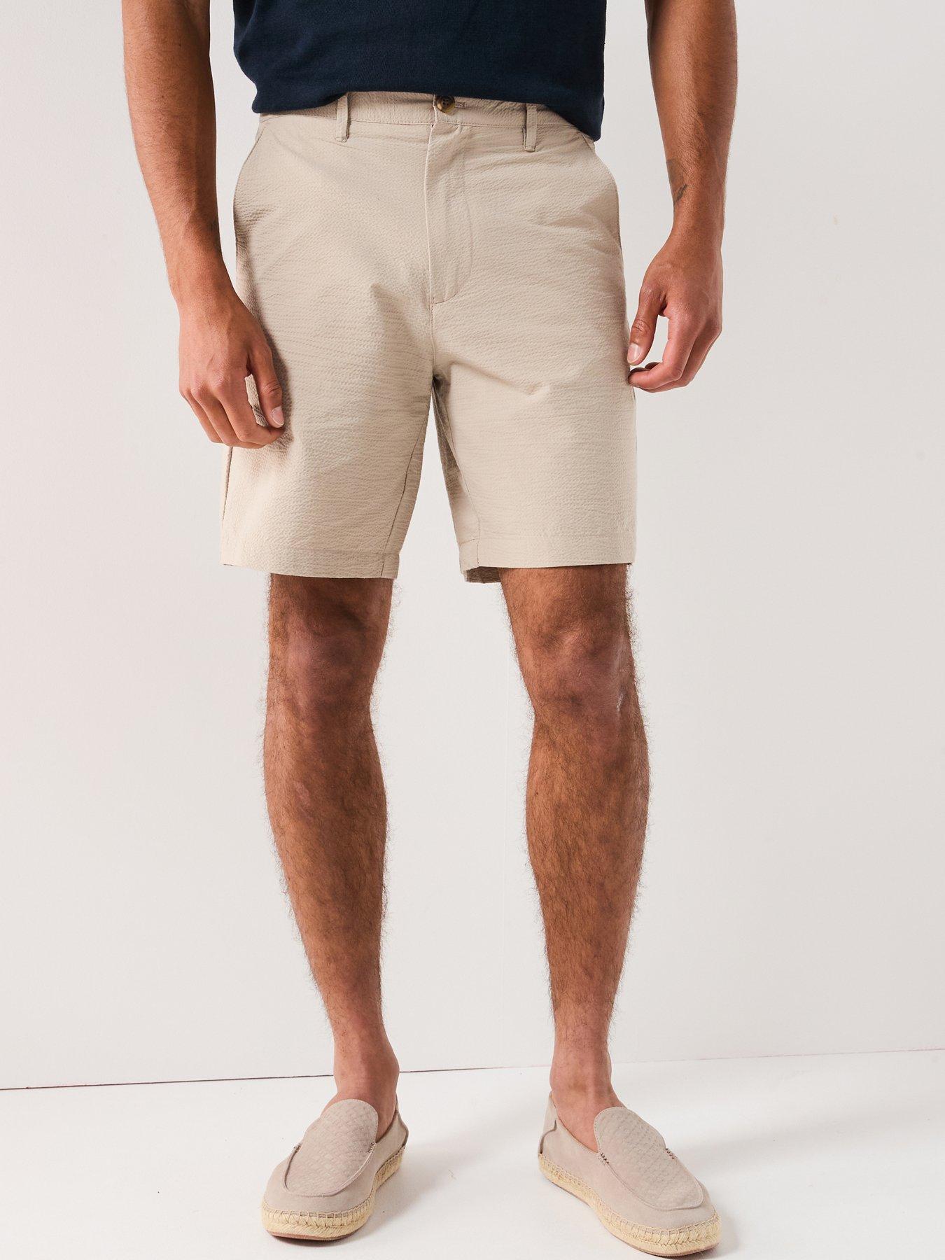undefined Regular Fit Karl Seersucker Shorts - Cream