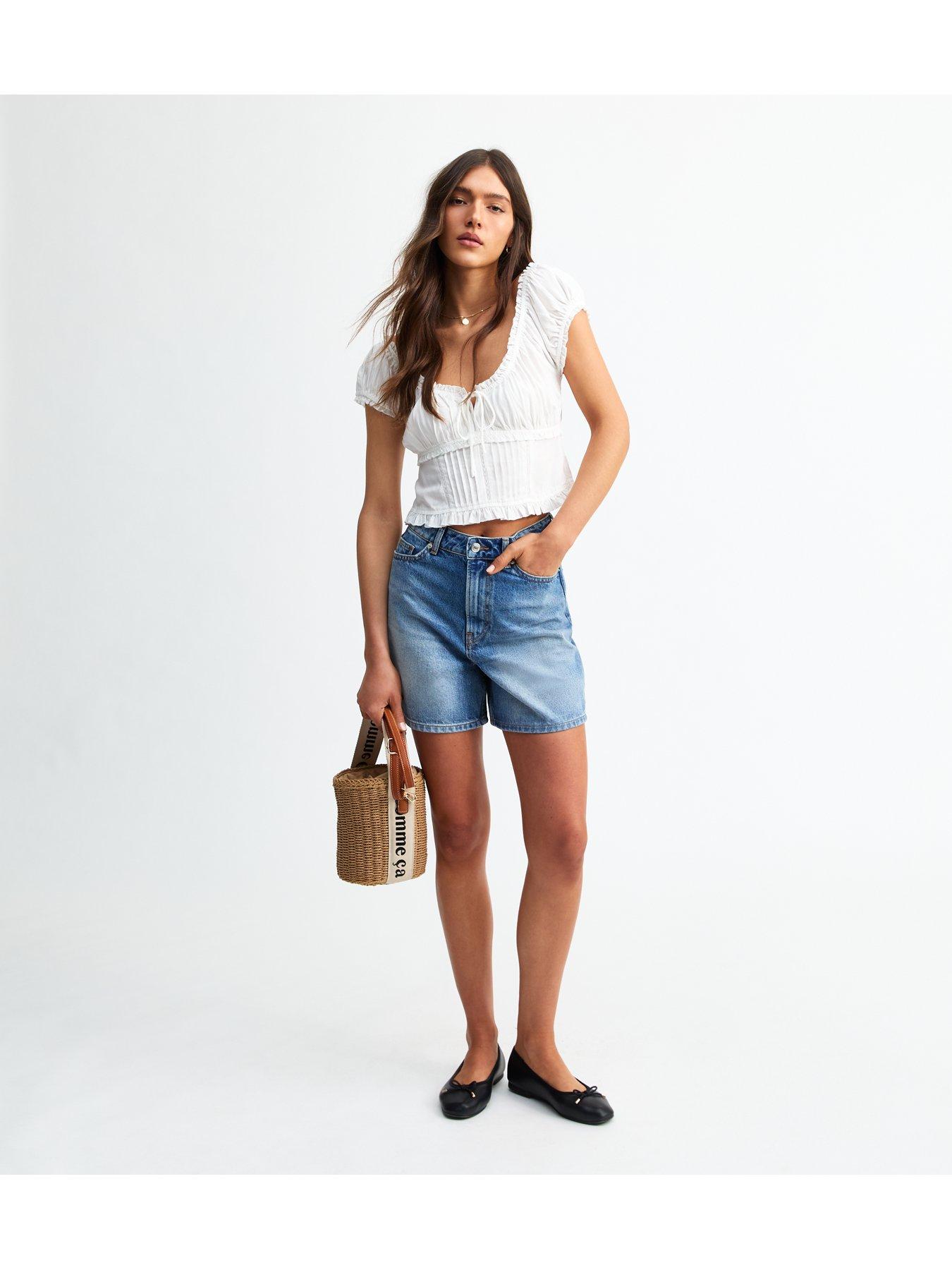 new-look-a-line-denim-shorts-bluedetail