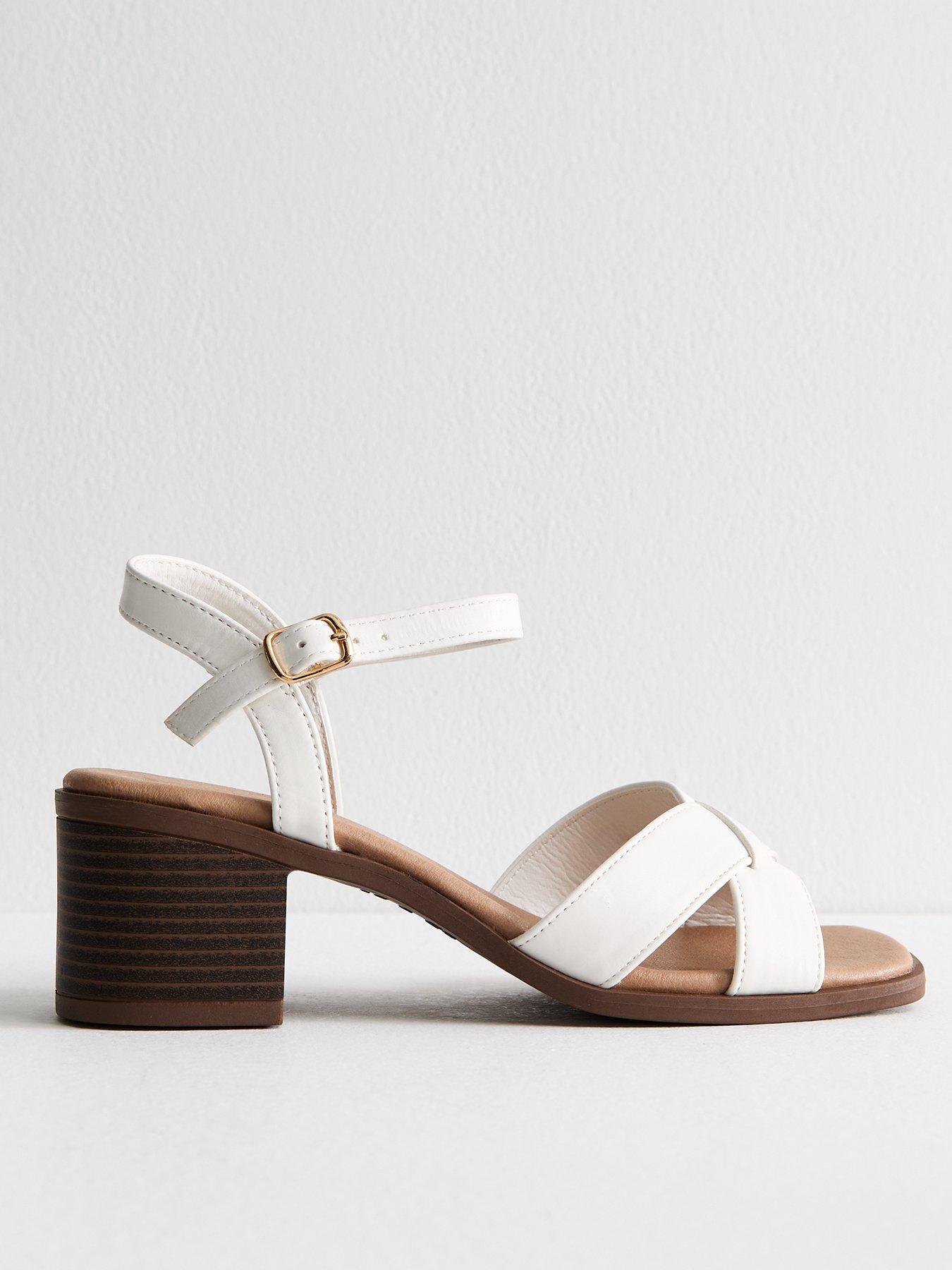 New Look White Faux Leather Crossover Strap Sandals