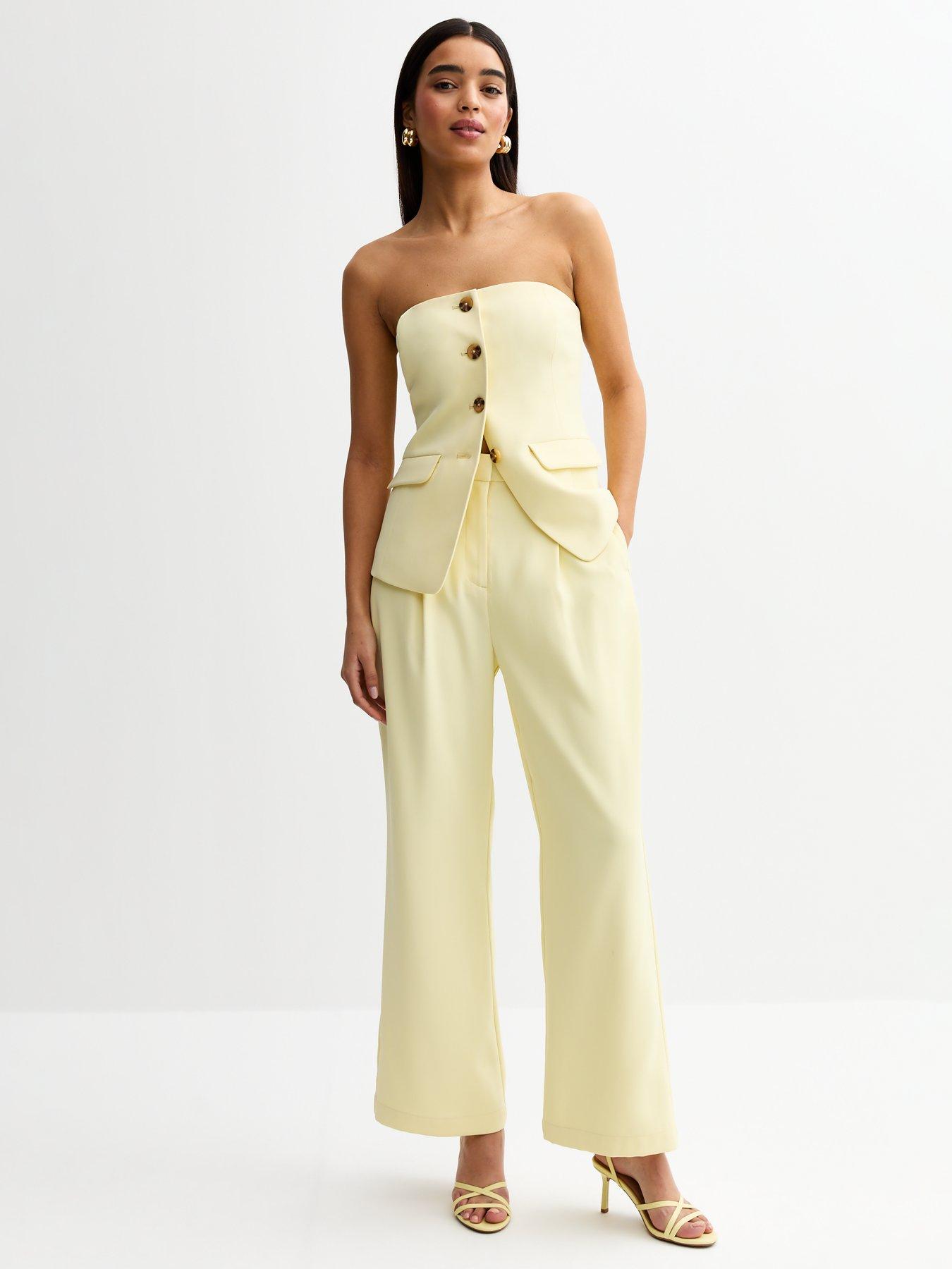 New Look Straight Leg Tailored Trousers - Light Yellow