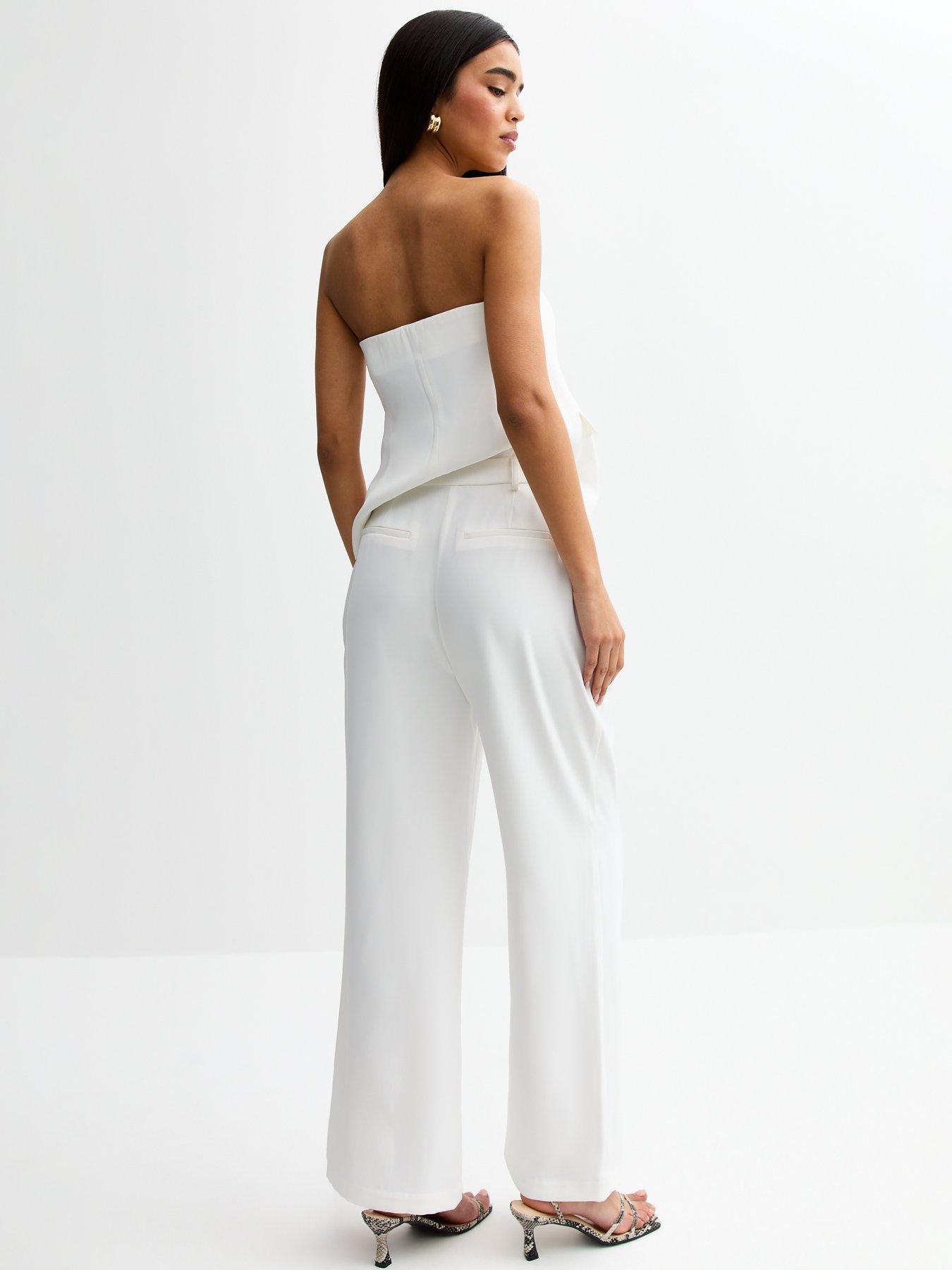 Image 2 of 5 of New Look White Straight Leg Tailored Trousers
