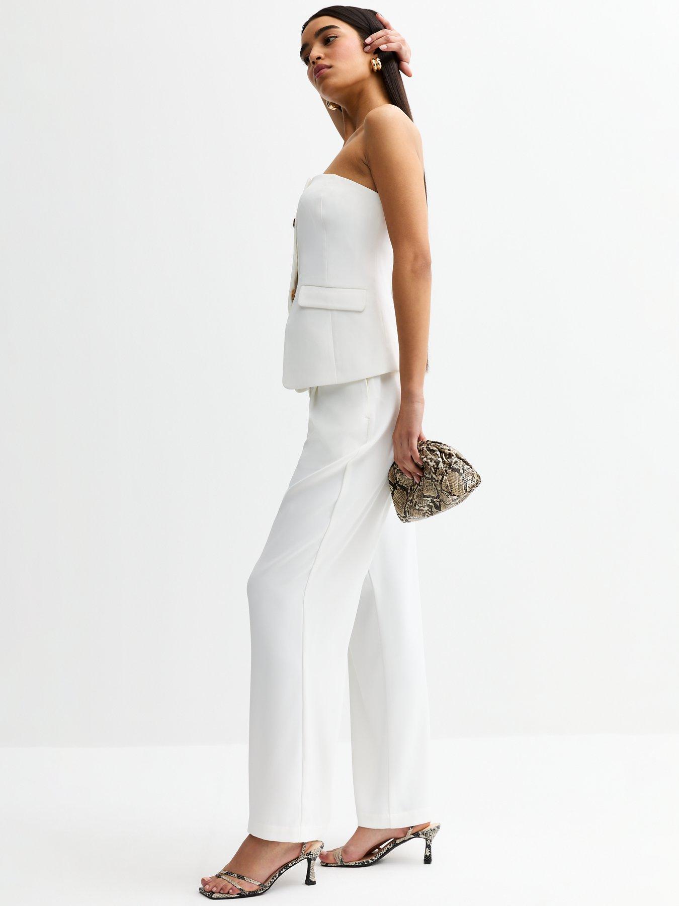 Image 3 of 5 of New Look White Straight Leg Tailored Trousers