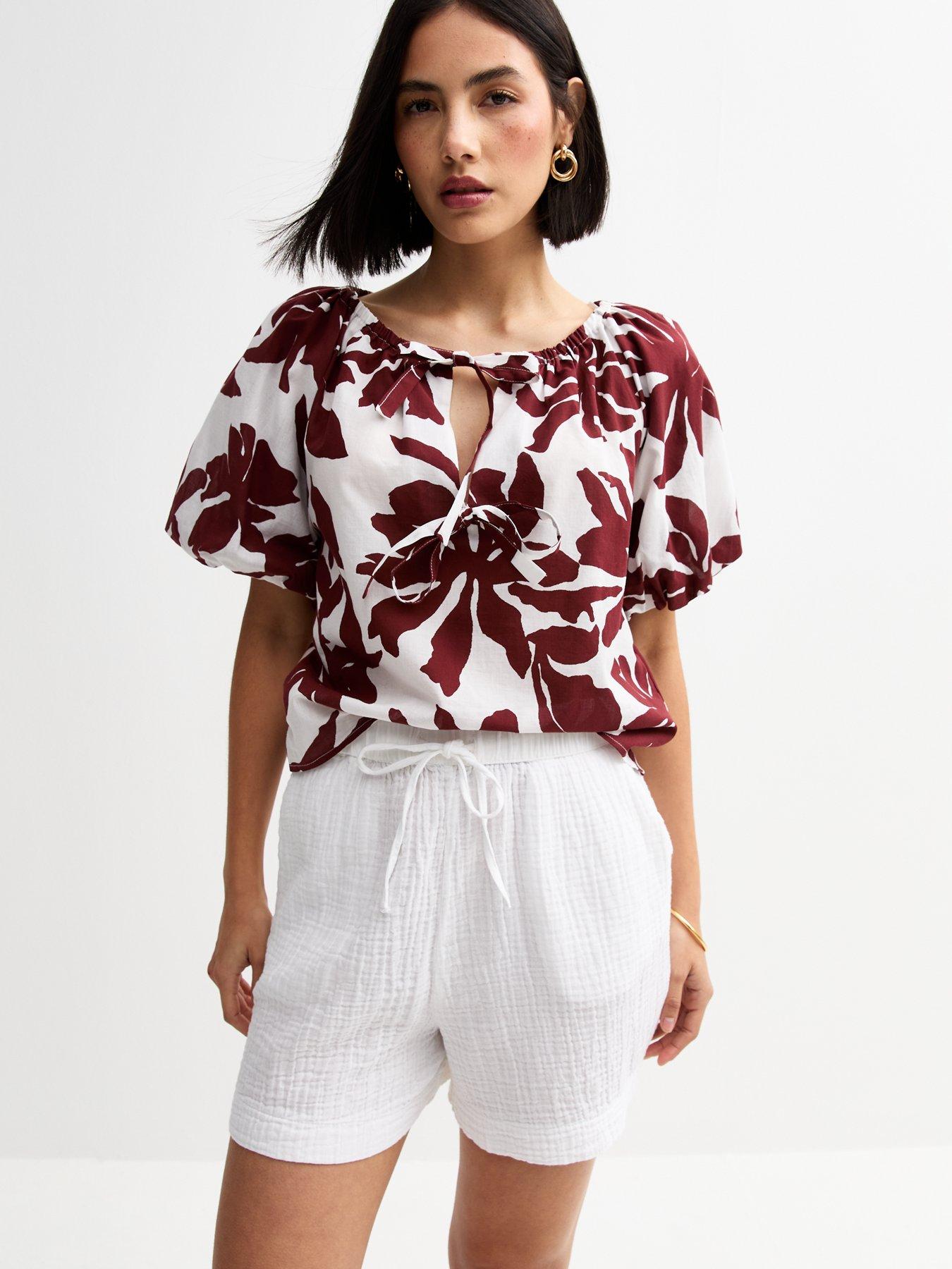 Image of New Look Textured Drawstring Waist Shorts - White
