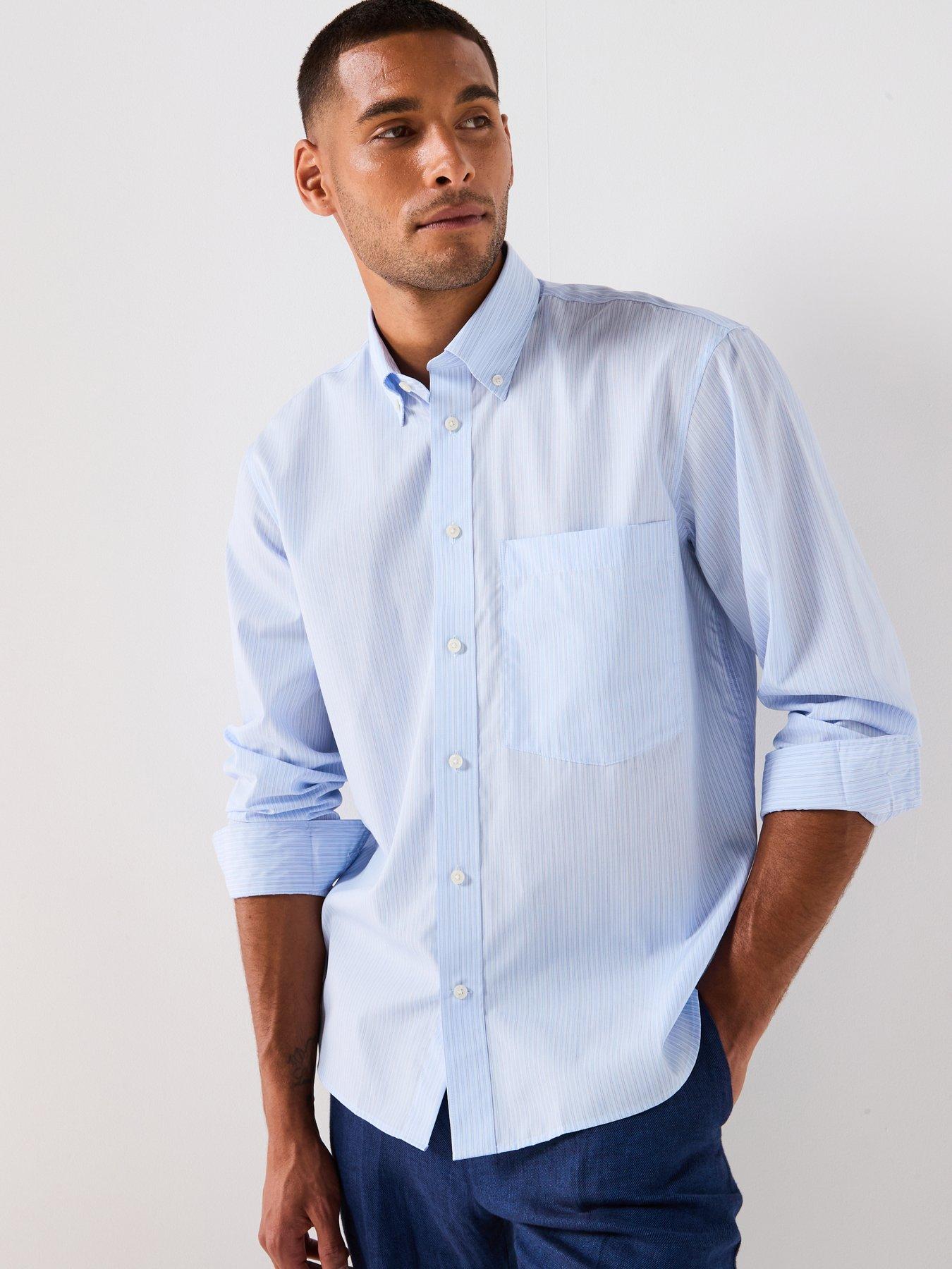 undefined Relaxed Fit Harris Long Sleeve Shirt - Light Blue