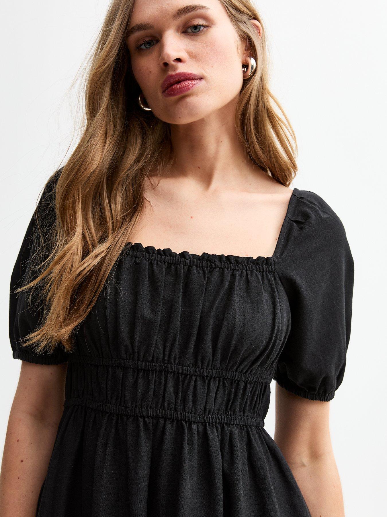 new-look-puff-sleeve-midi-dress-blackoutfit