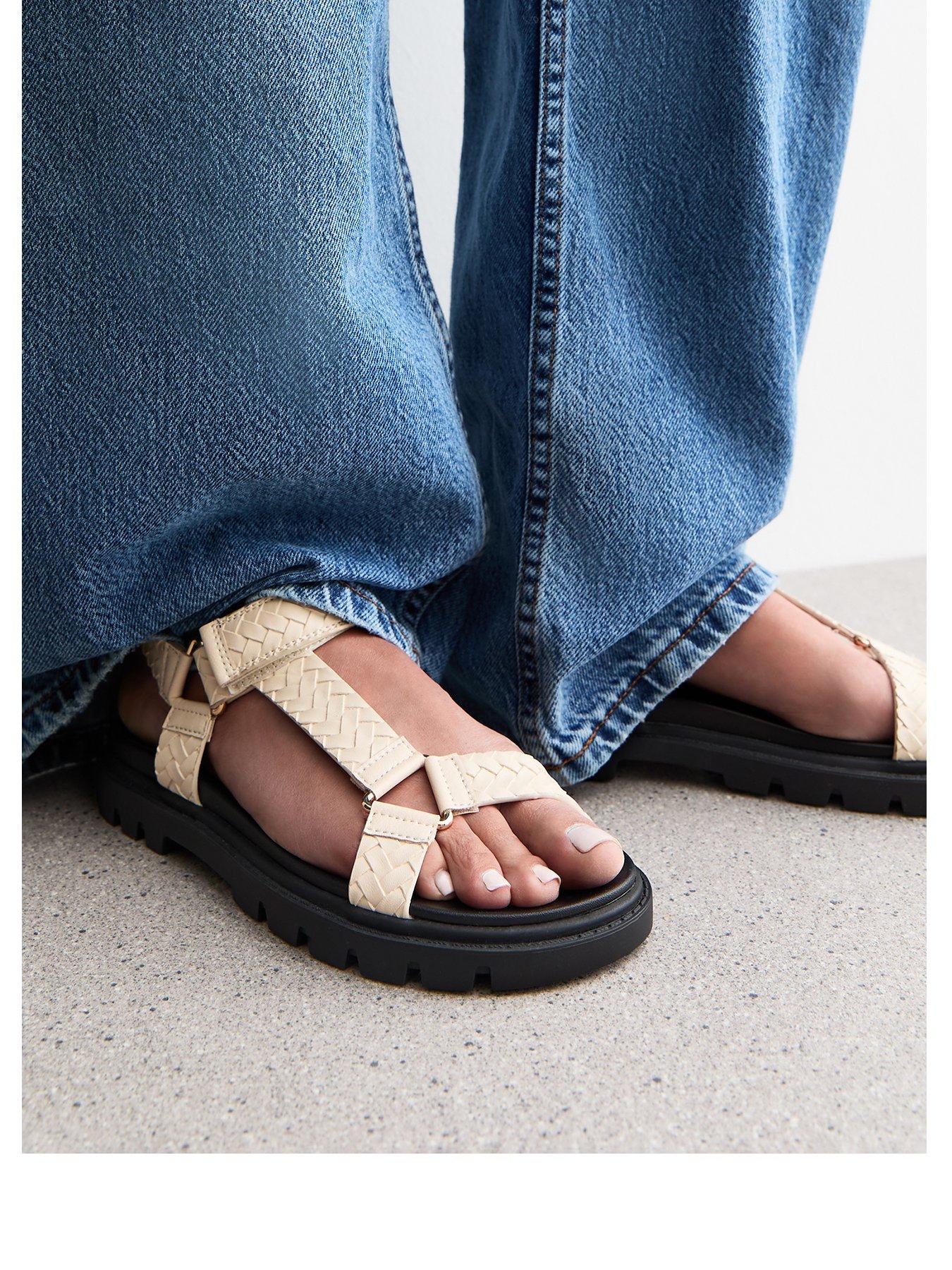Image 2 of 6 of New Look Woven Strap Sandals - Off White