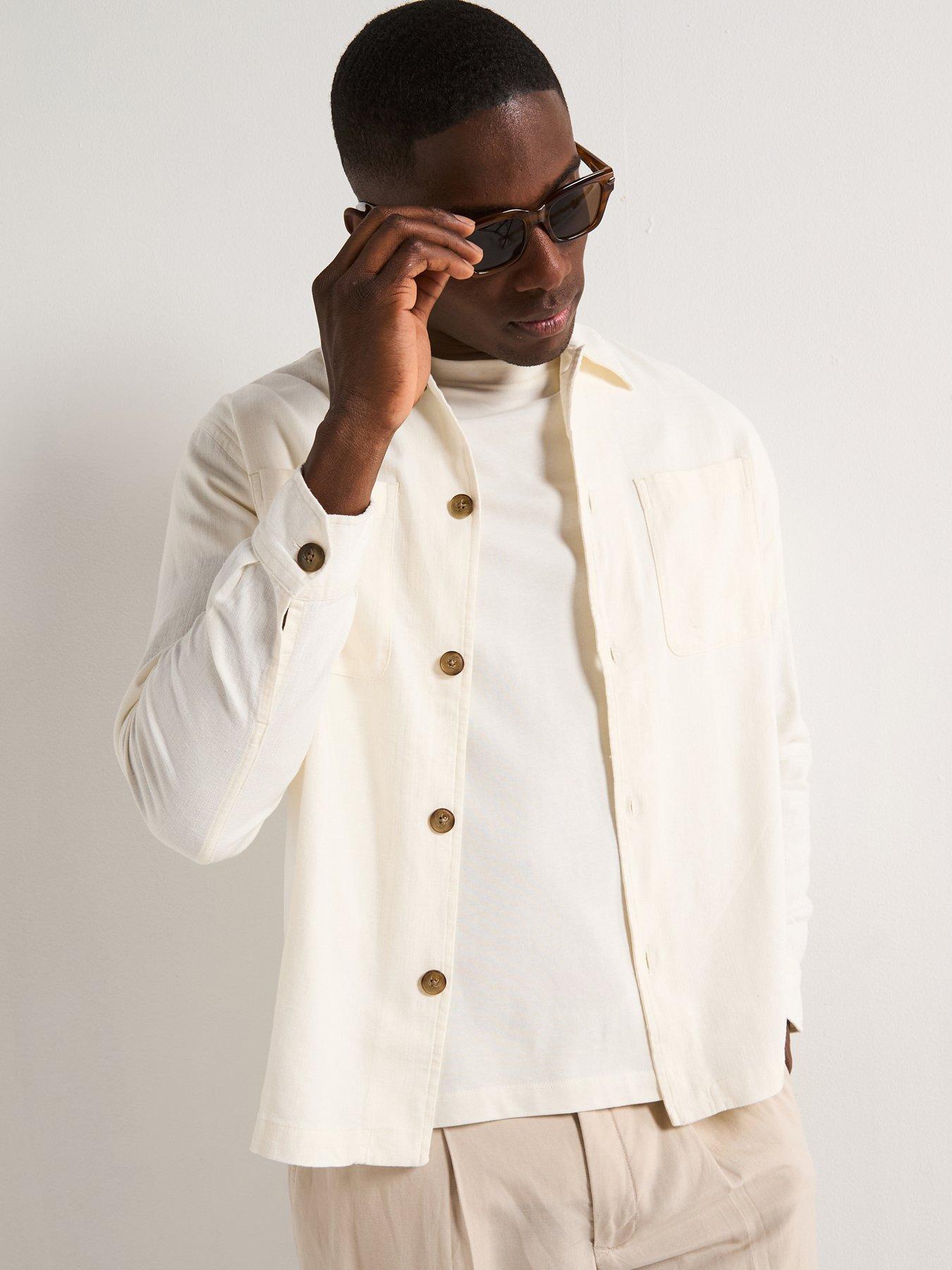 undefined Brody Long Sleeve Overshirt - White