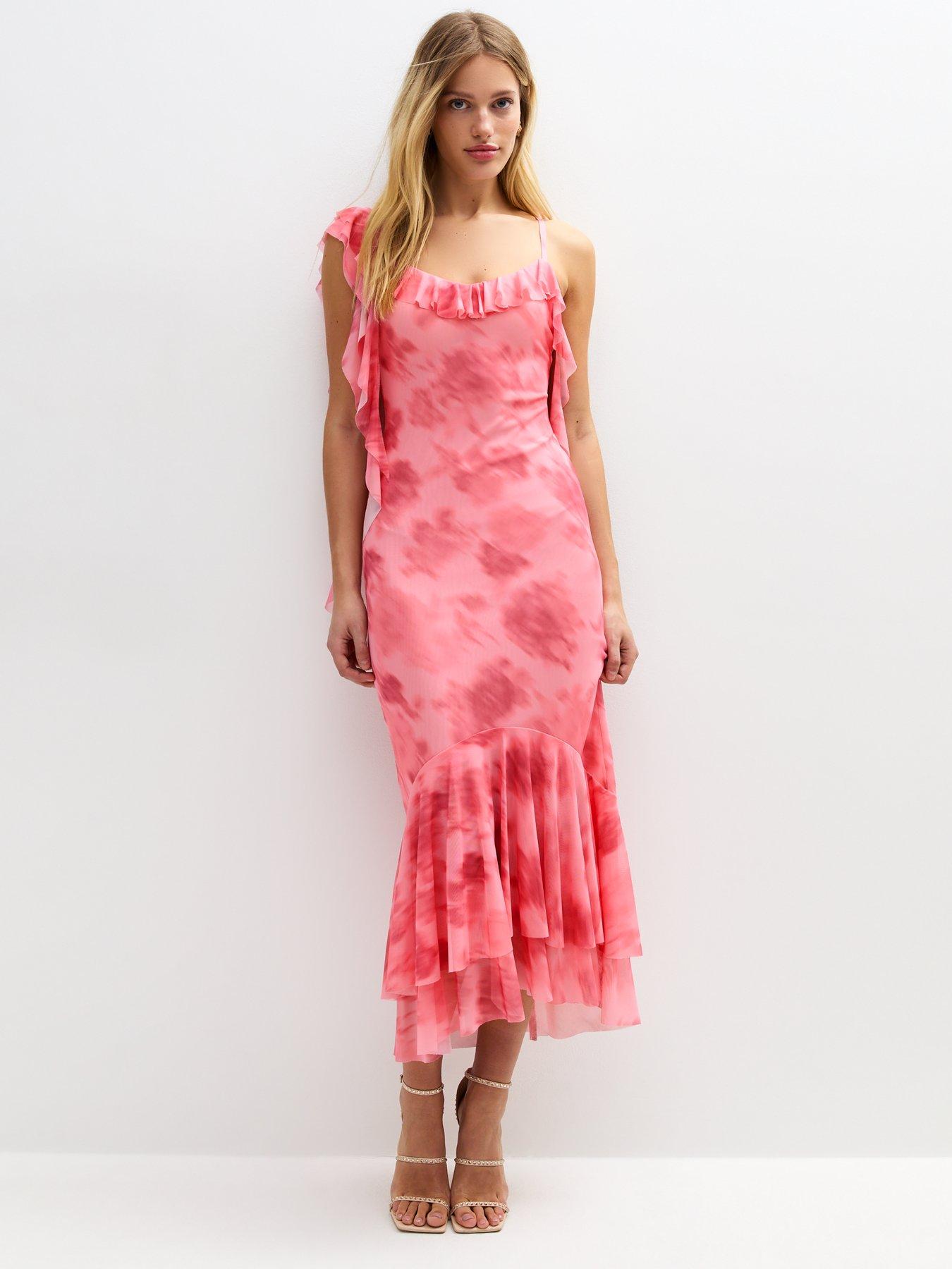 new-look-frilly-trimmed-mesh-midi-dress-pink