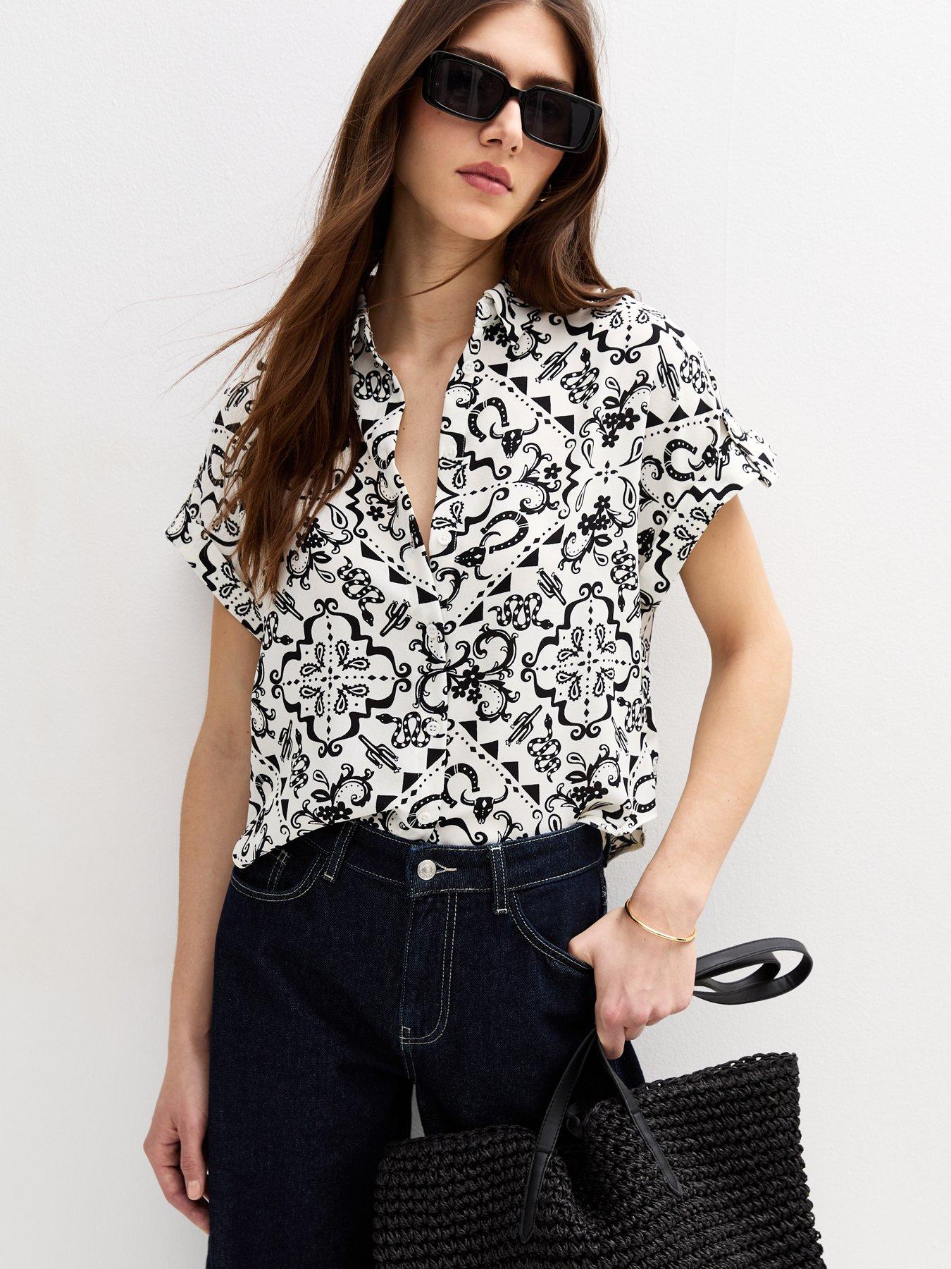 New Look Western Print Short Sleeve Shirt - Black