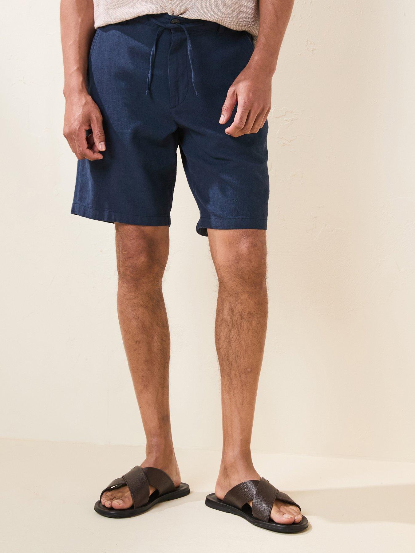 Image 1 of 6 of Selected Homme Regular Fit Brody Linen Shorts - Navy