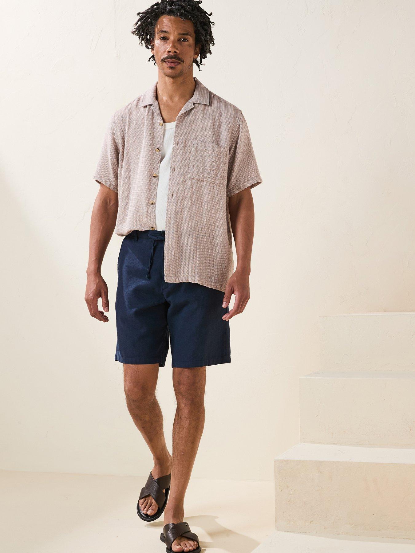 Image 3 of 6 of Selected Homme Regular Fit Brody Linen Shorts - Navy