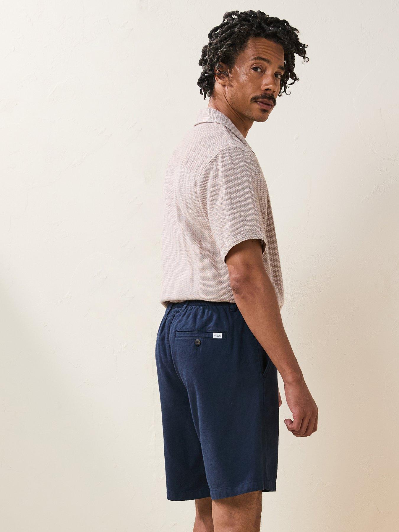 Image 6 of 6 of Selected Homme Regular Fit Brody Linen Shorts - Navy