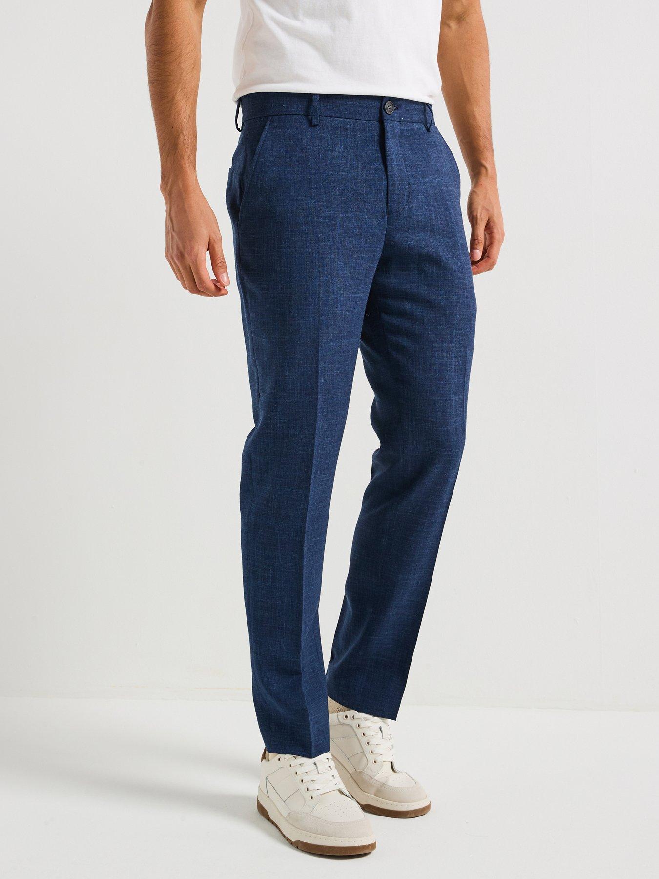 Image of Selected Homme Slim Fit Oasis Linen Suit Trousers - Navy