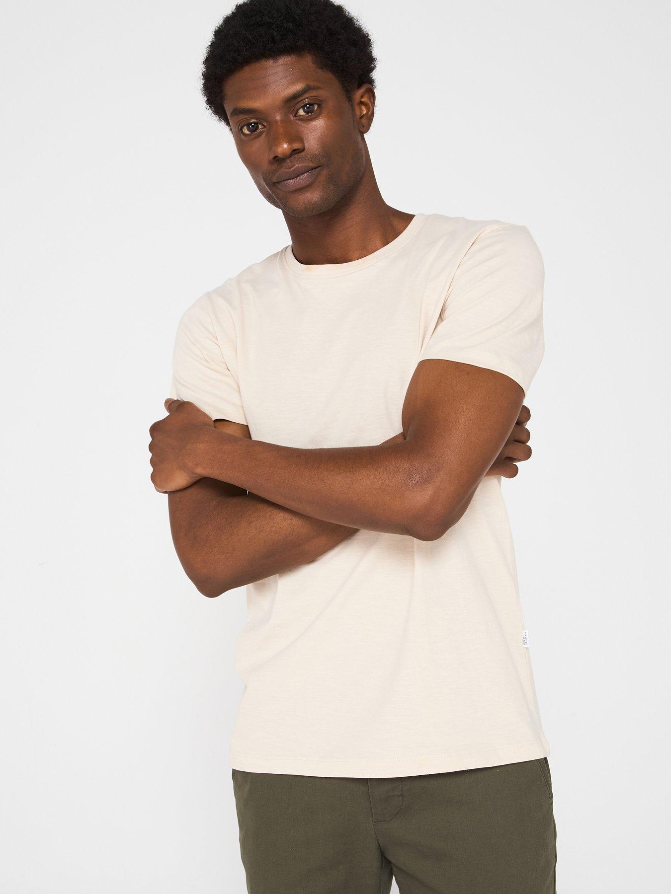 Selected Homme Aspen Slub Short Sleeve Crew Neck T-Shirt - Beige