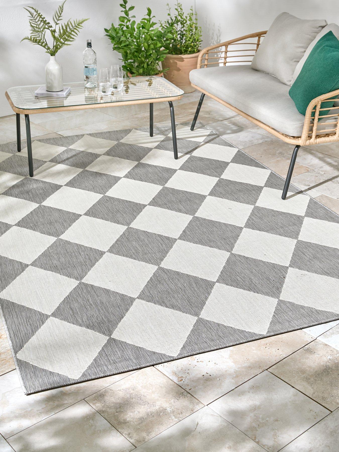 The Very Collection Element Diamonds Indoor/Outdoor Rug - Grey/White