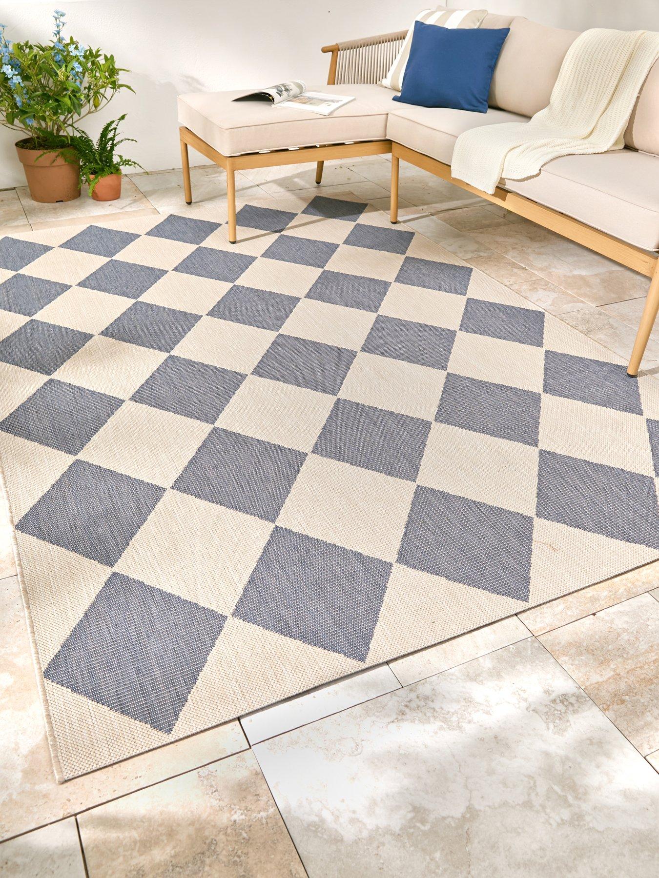 Very Home Element Diamonds Indoor/Outdoor Rug - Denim