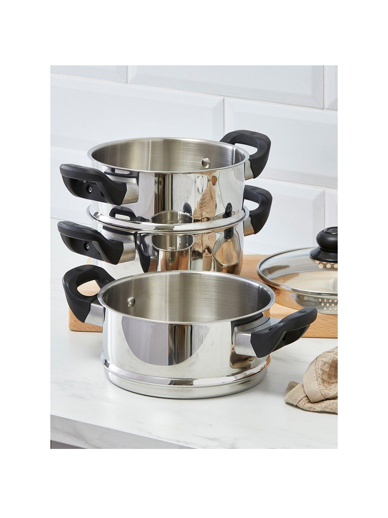 Image 2 of 7 of Swan Townhouse 18cm Stainless Steel 3 Tier Steamer