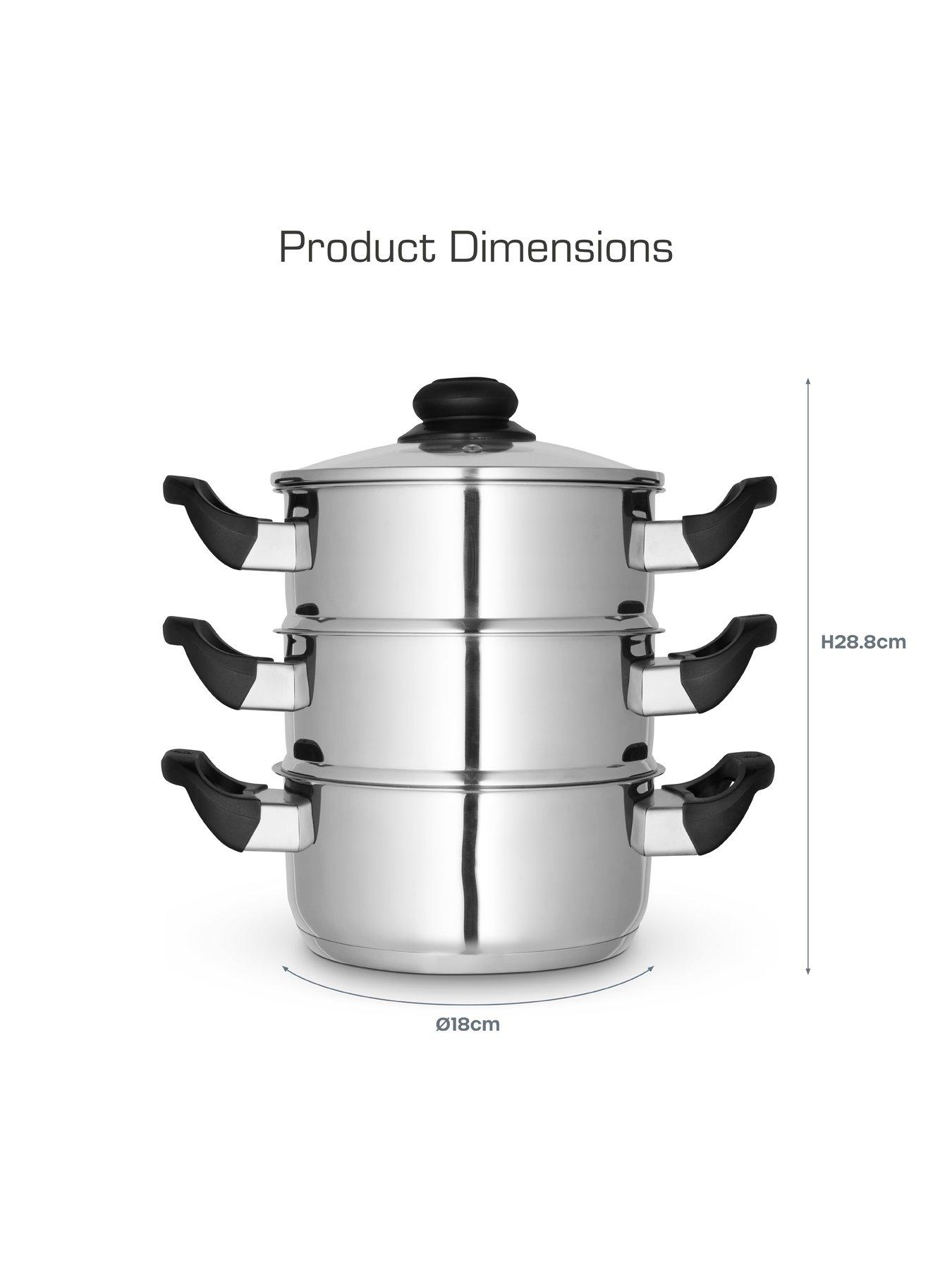 Image 7 of 7 of Swan Townhouse 18cm Stainless Steel 3 Tier Steamer