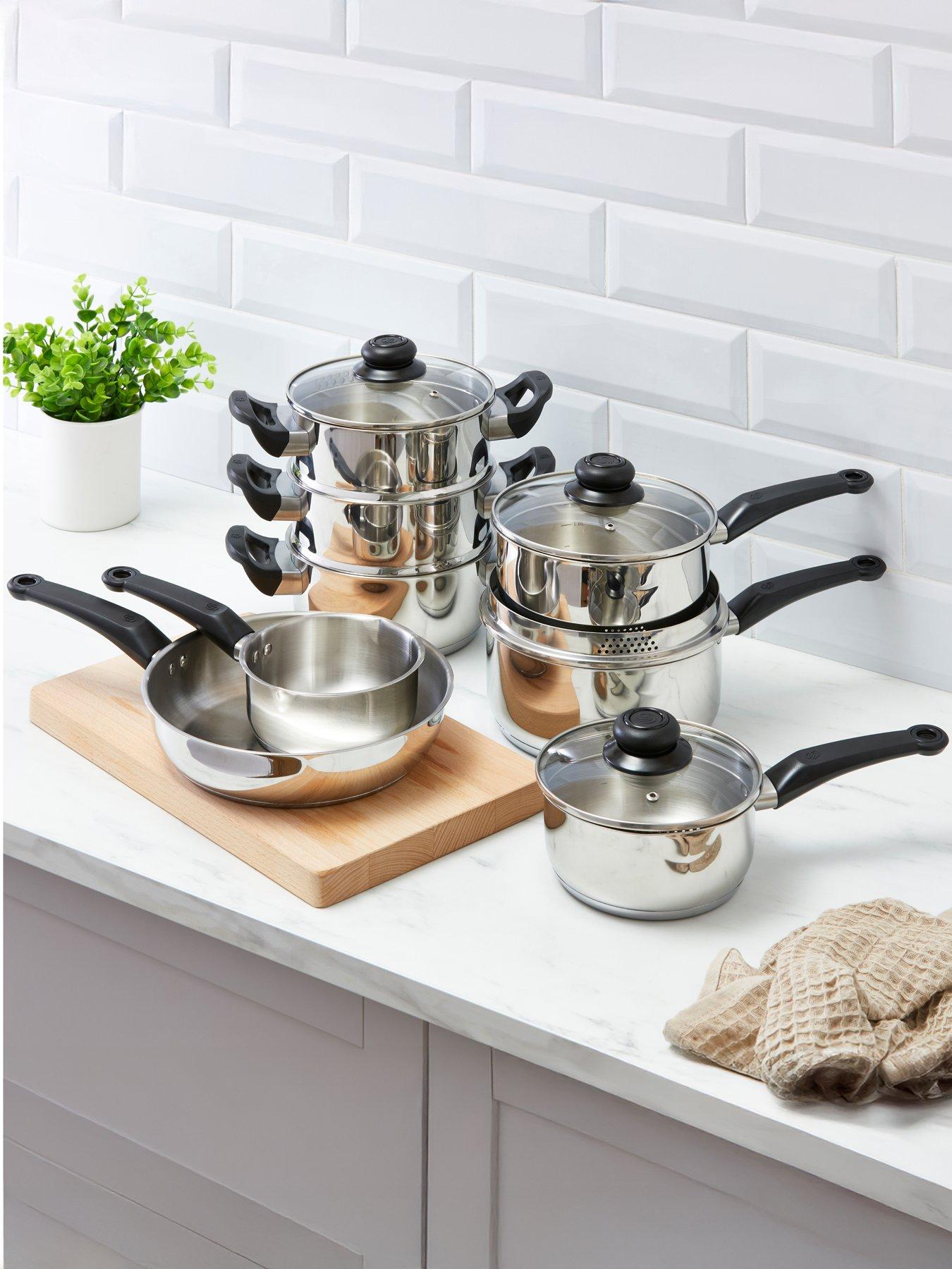 Image 1 of 7 of Swan Townhouse 8-Piece Stainless Steel Pan Set