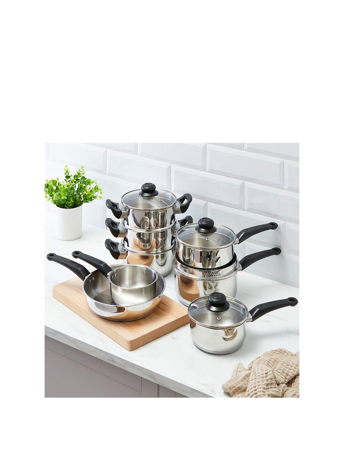 Image 2 of 7 of Swan Townhouse 8-Piece Stainless Steel Pan Set
