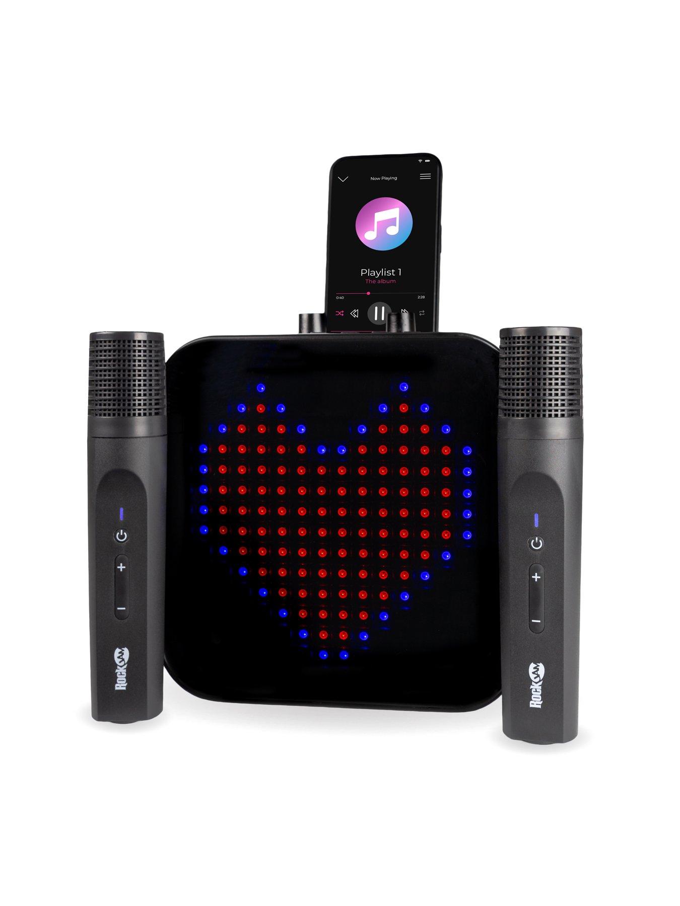 De RockJam Party Karaoke Machine Met Bluetooth, 10 Watt Luidsprekers En Twee Microfoons Zwart