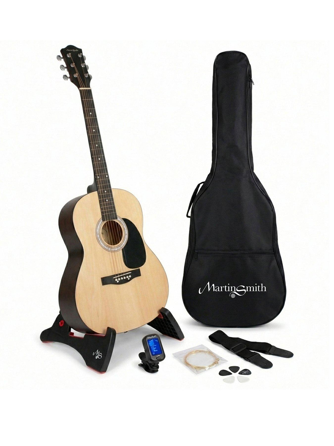 martin-smith-martin-smith-acoustic-guitar-kit-with-full-size-guitar-stand-tuner-bag-strap-plectrums-spare-strings-amp-lessons