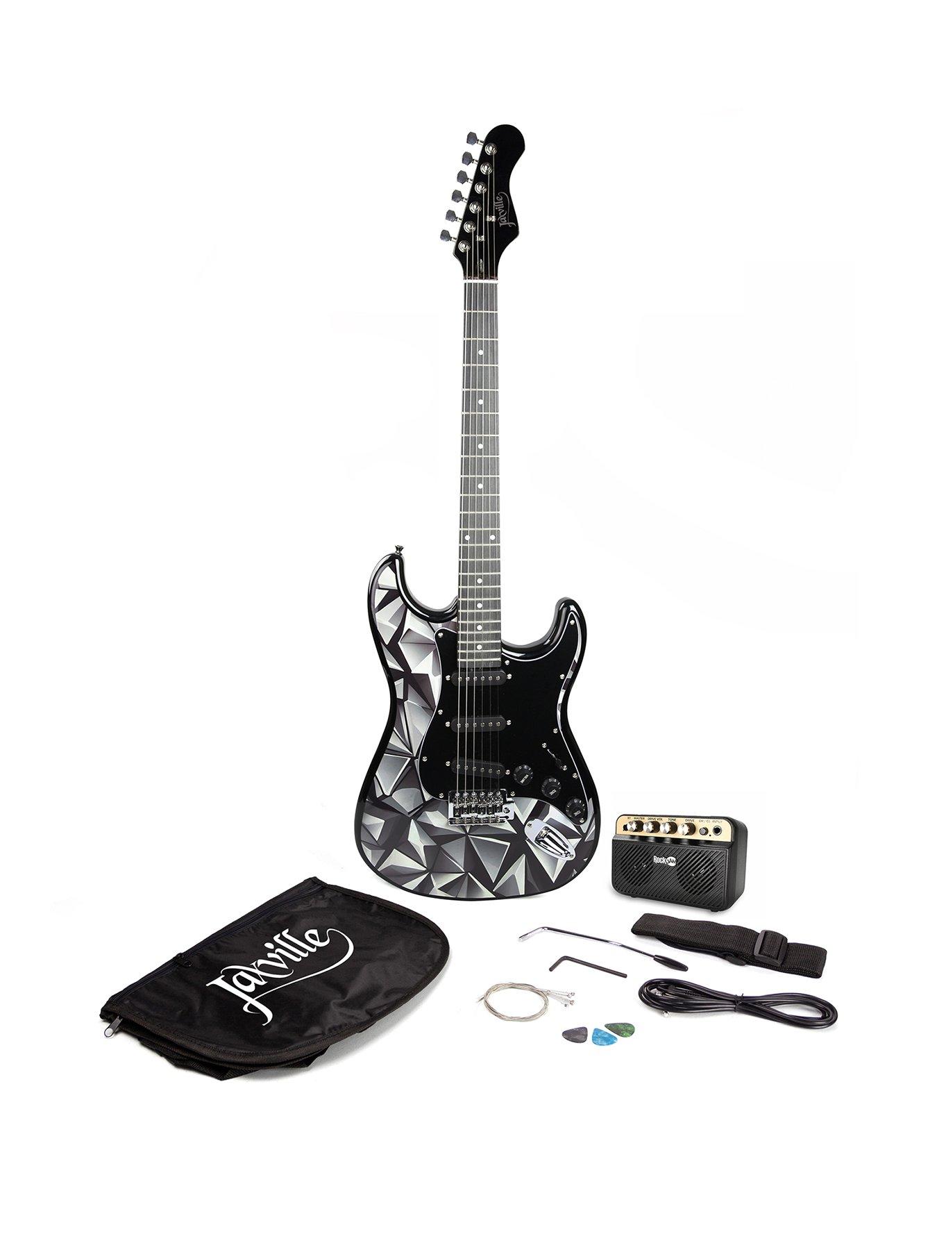 Image 1 of 7 of Jaxville Full Size Electric Guitar Beginner Starter Kit, Geo - Style Guitar with 10W Amp, Gig Bag, Strap, Cable,Strings, Picks &amp; Online Lessons