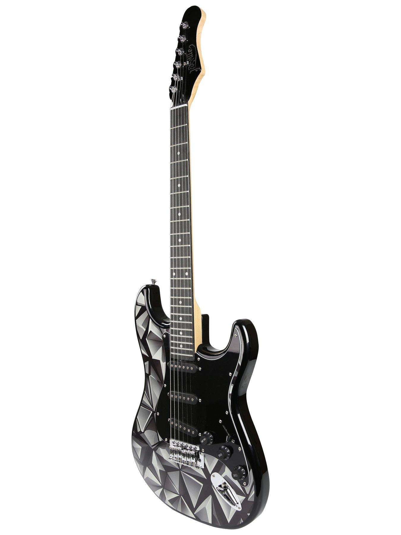 Image 3 of 7 of Jaxville Full Size Electric Guitar Beginner Starter Kit, Geo - Style Guitar with 10W Amp, Gig Bag, Strap, Cable,Strings, Picks &amp; Online Lessons
