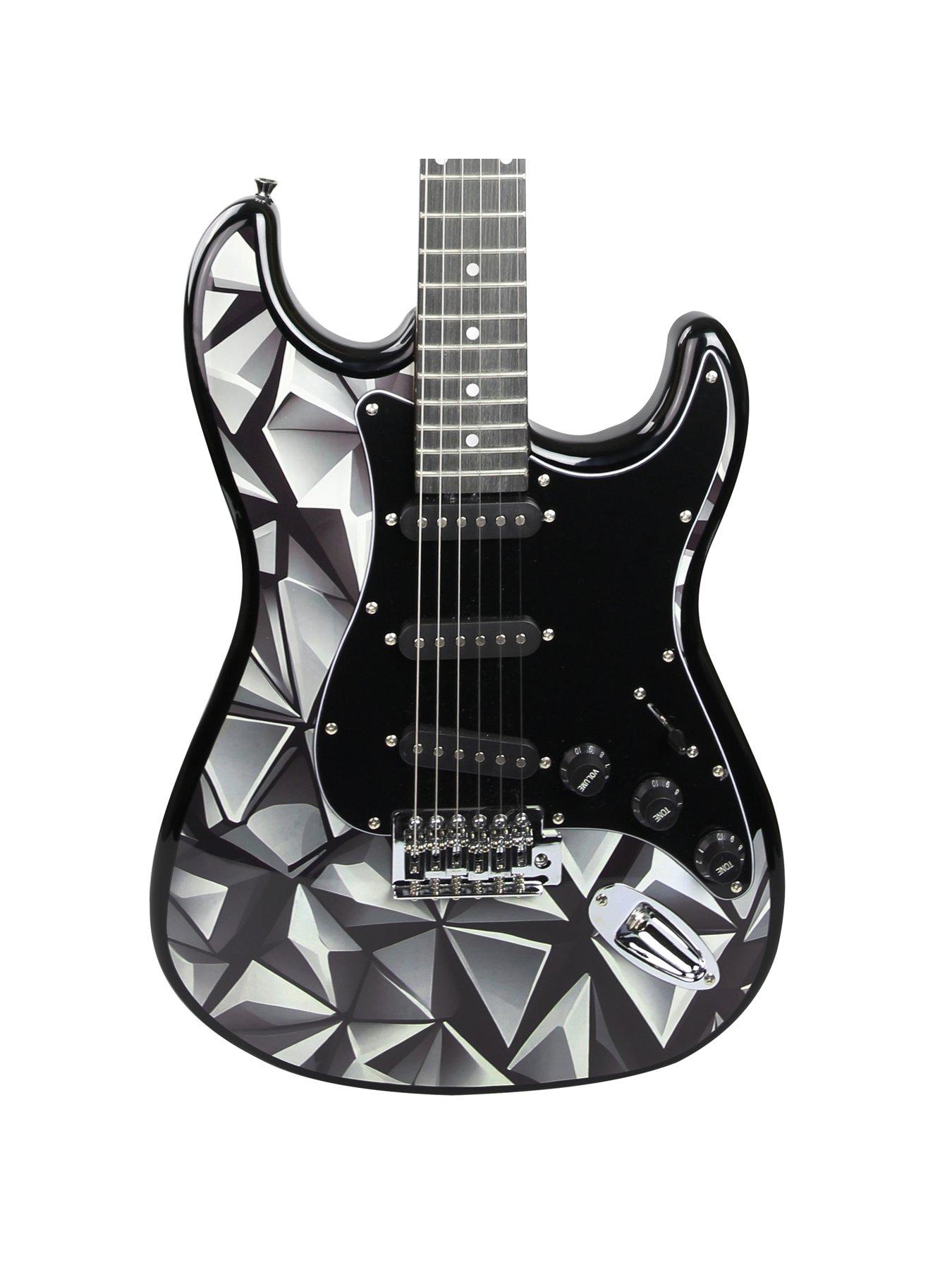 Image 4 of 7 of Jaxville Full Size Electric Guitar Beginner Starter Kit, Geo - Style Guitar with 10W Amp, Gig Bag, Strap, Cable,Strings, Picks &amp; Online Lessons