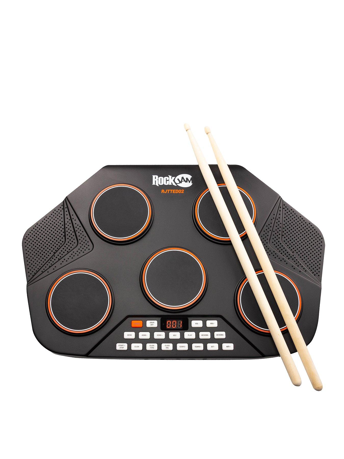 rockjam-rechargeable-5-piece-tabletop-electric-drum-kit-with-midi